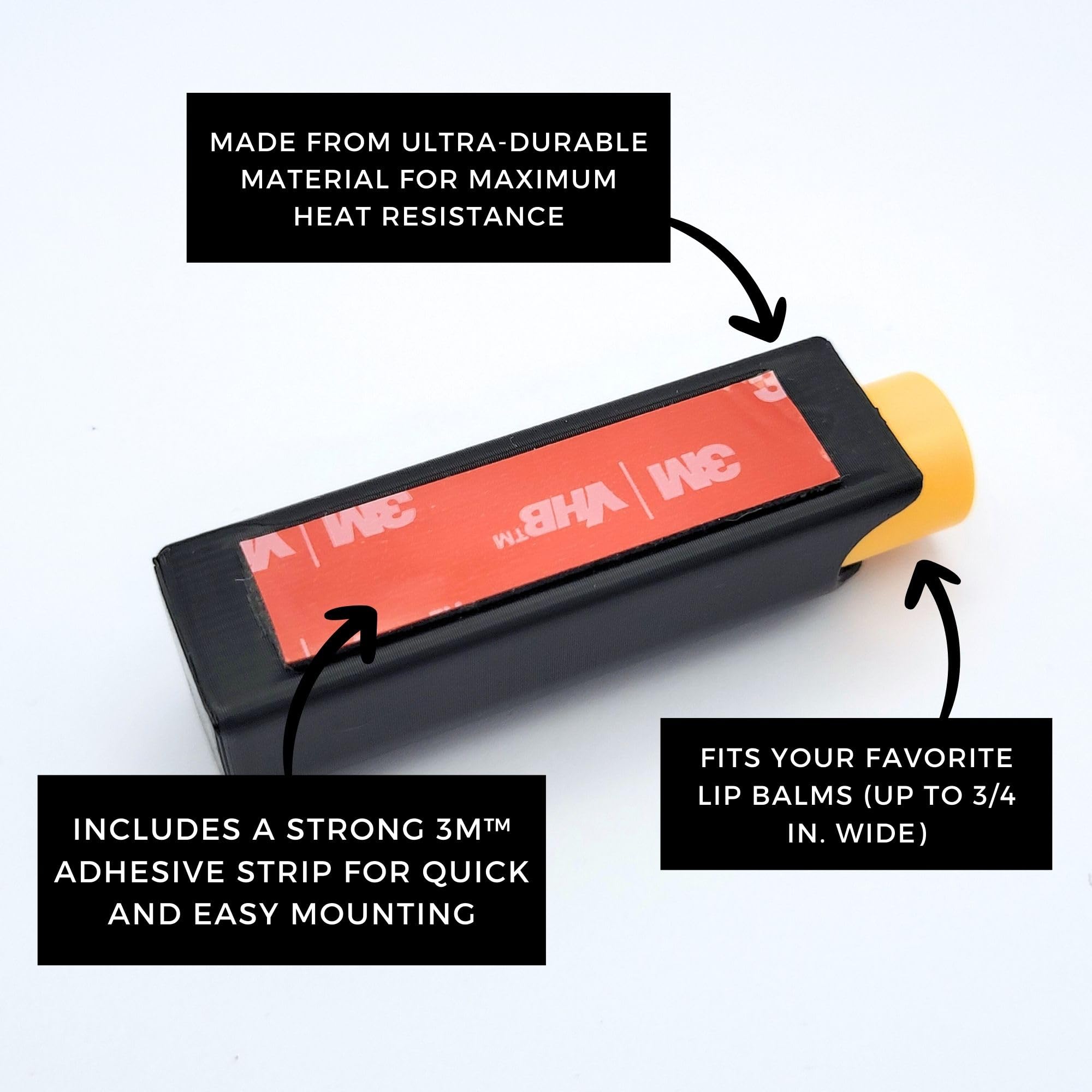 No Melt Upright Lip Balm Holder for Car - Black Chapstick Holder for Women & Teen Girls - Cute Car Accessories & Interior Decor - Perfect for Summer, Travel & Daily Use