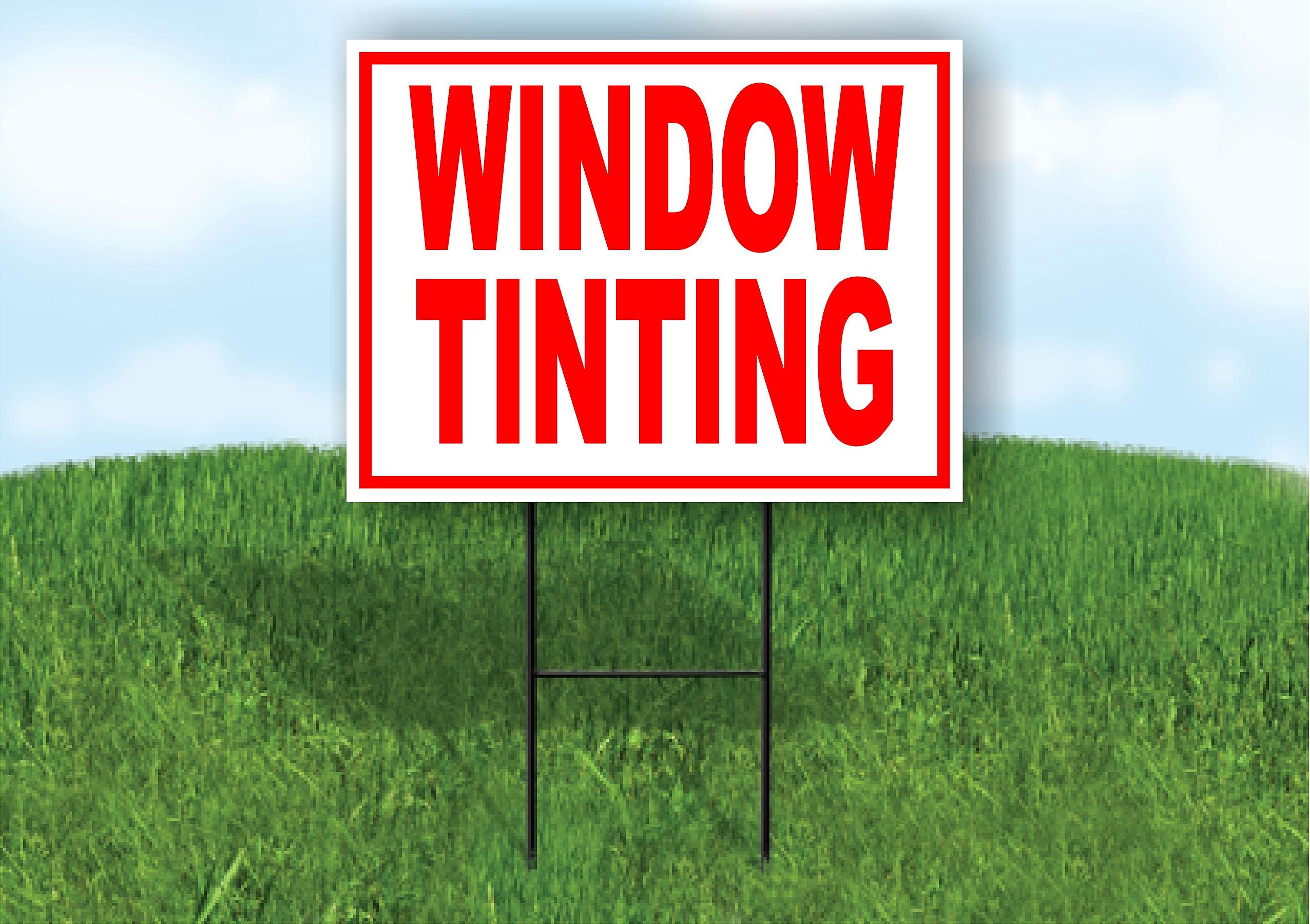 Red Window Tint Road Sign with Stand - Driveway & Parking Safety