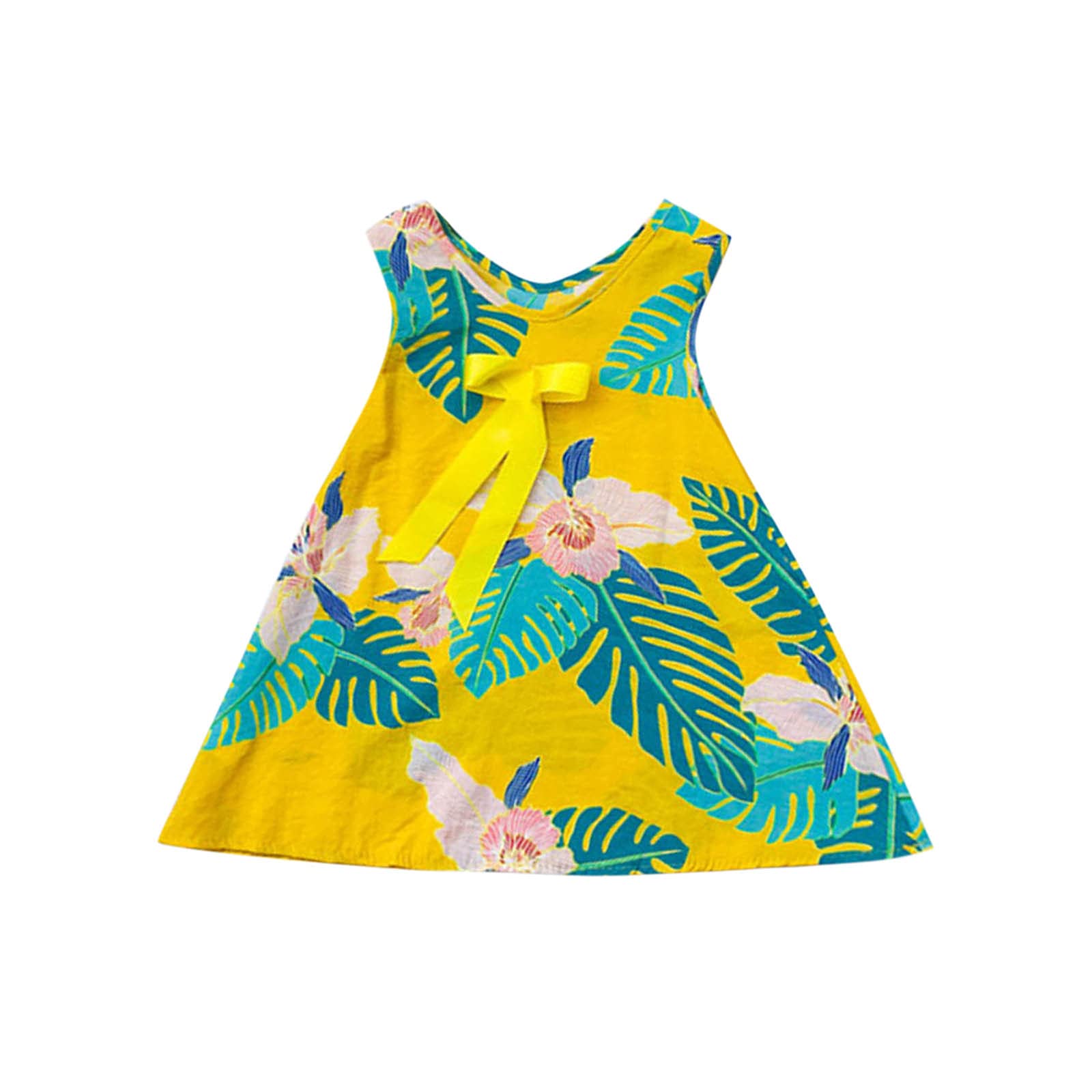 Girls Floral Print Casual Sleeveless Sundress - Summer Princess Party Dress for Kids & Children | Perfect for Beach Outings, Birthday Parties & Playdates