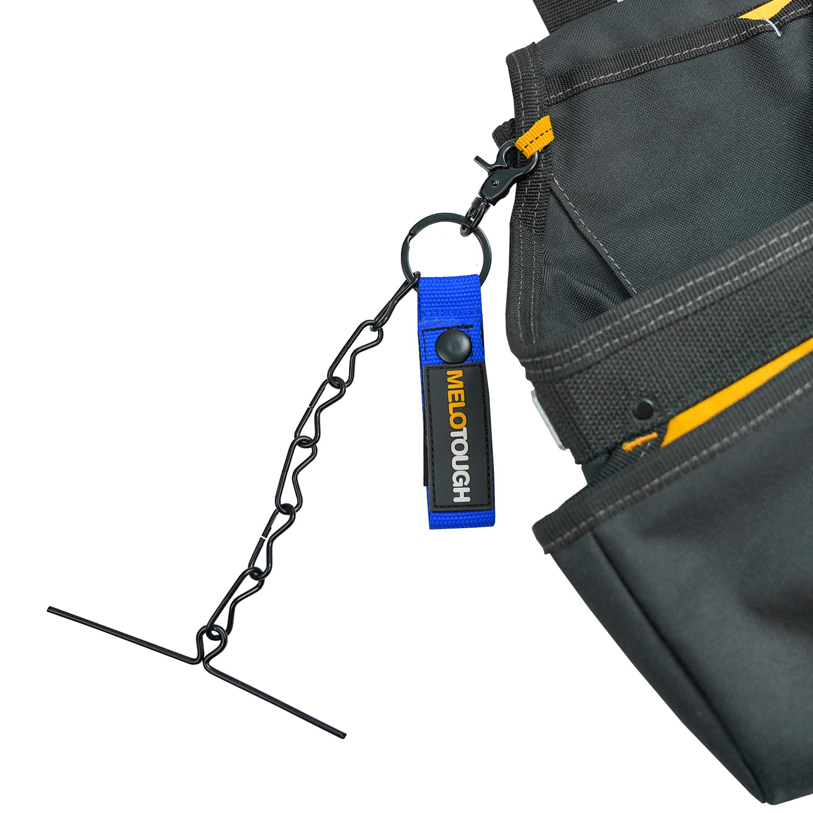 Professional MELOTOUGH Tape Thong for Tool Belt - Electricians Tape Holder with Keyring & Trigger Snap Hook (Blue, 2 Pack) - Perfect for Construction, HVAC & DIY Projects