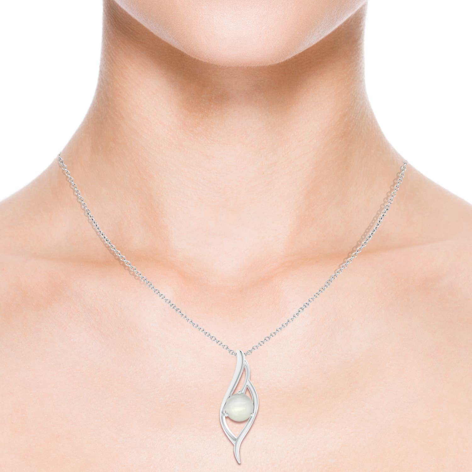 Angara Natural Moonstone Solitaire Pendant Necklace for Women in 14K Solid Gold | Elegant Jewelry Gift for Birthday, Engagement, Anniversary & Wedding | Perfect for Everyday Wear, Date Nights & Special Occasions