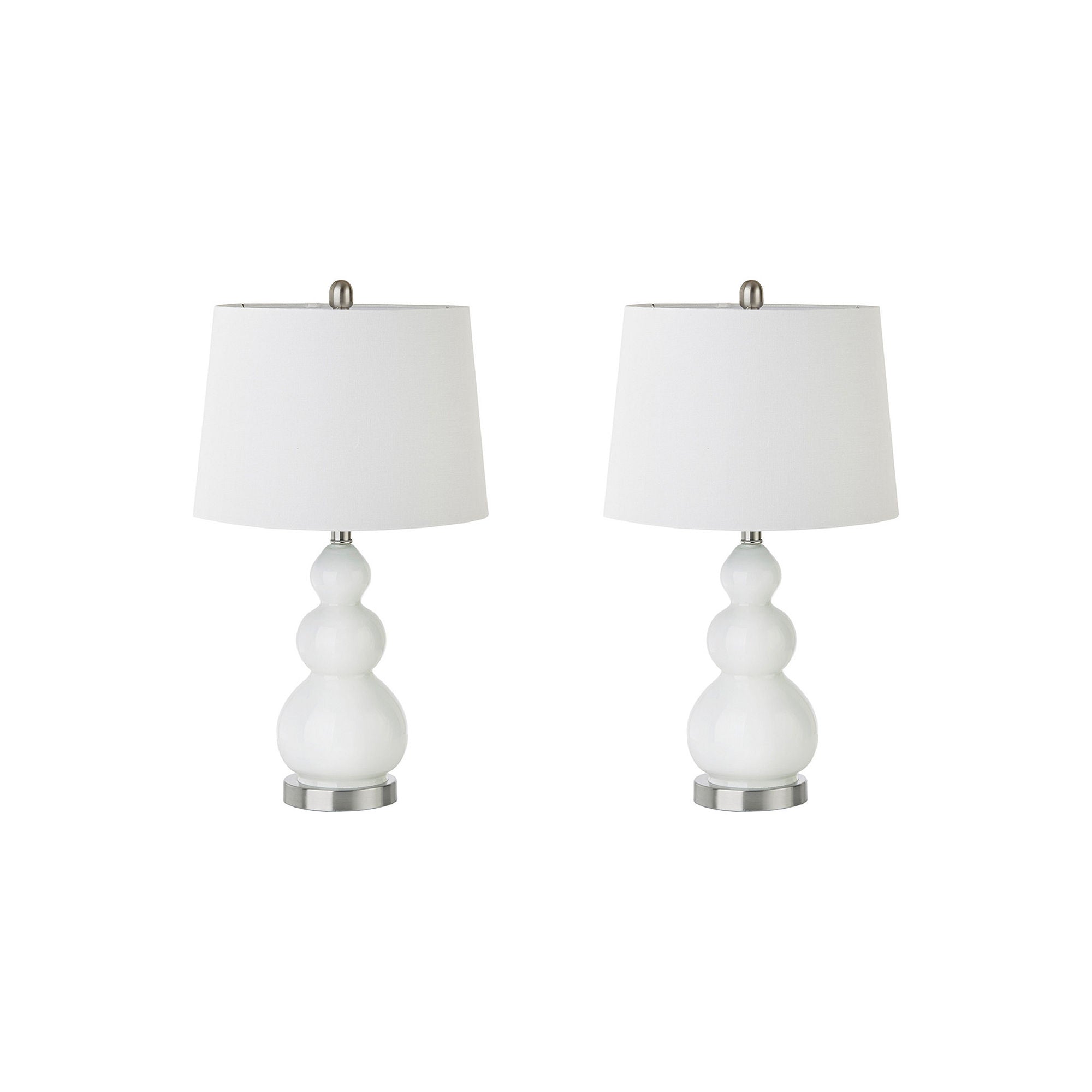 510 Covey Curved Glass Table Lamp Set of 2 - Modern White Bedside Lighting for Bedroom, Living Room & Office Decor