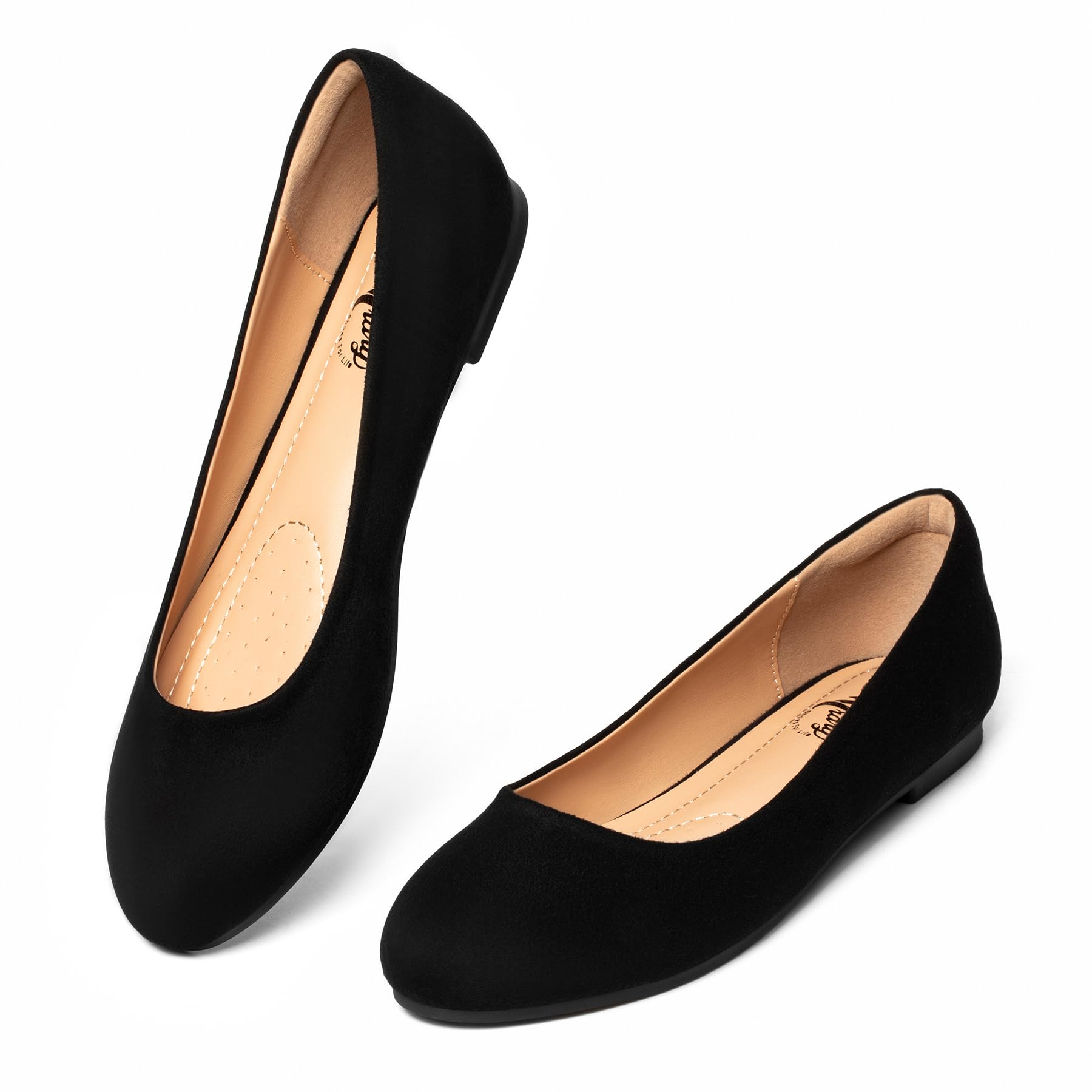 Trary Women's Comfortable Round Toe Slip-On Flats - Casual Dress Shoes for Work, Office & Everyday Wear