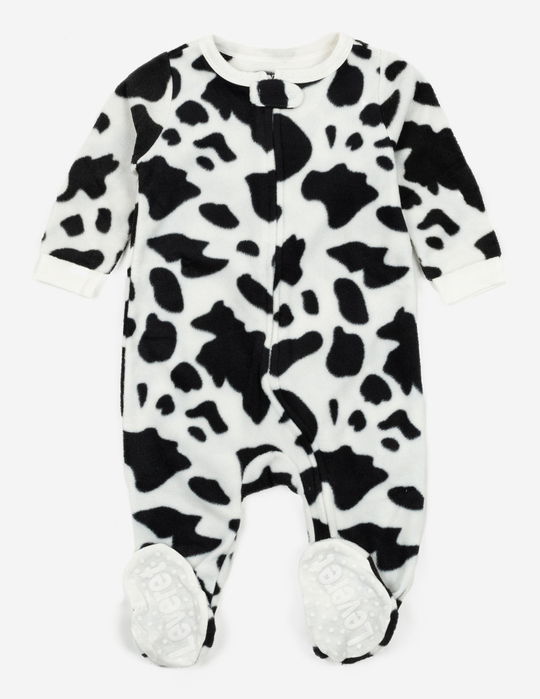 Kids' Black Cow Print Fleece Footed Pajamas - Warm & Cozy Sleepwear for Boys & Girls | Perfect for Winter Nights & Holiday Pajama Parties