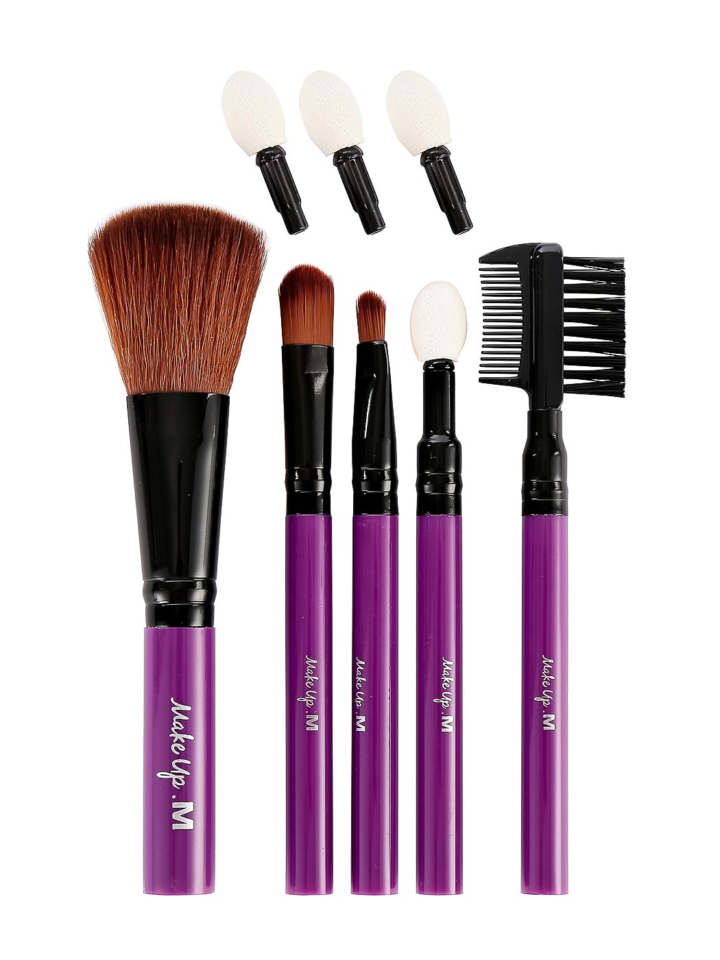 MINISO 5-Piece Makeup Brush Set with 3 Eyeshadow Applicators - Soft Purple Makeup Brushes for Foundation, Blending & Eyeshadow - Perfect for Professional Makeup Artists & Beginners