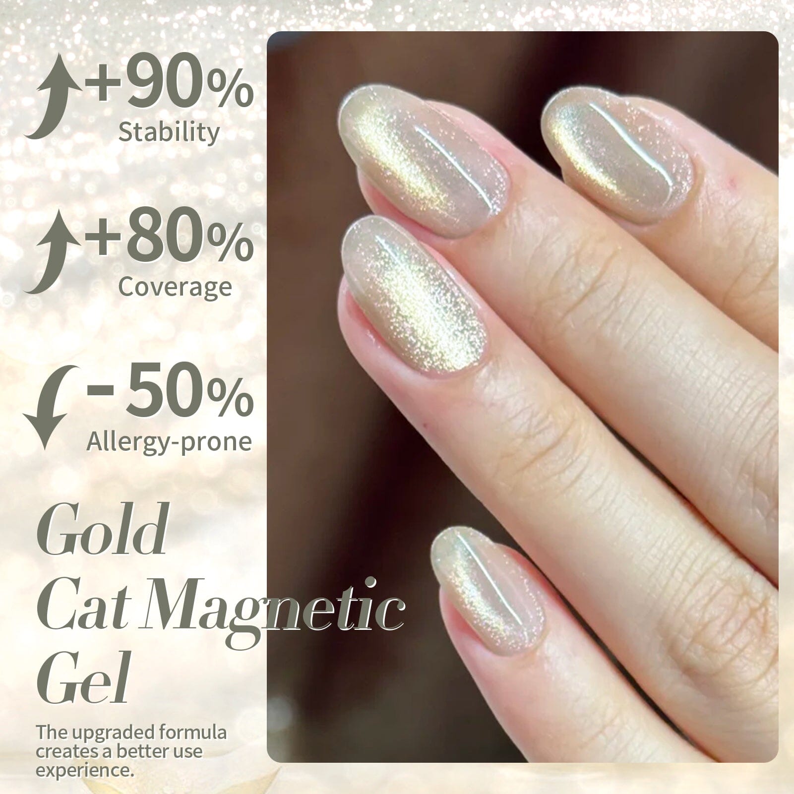 BORN PRETTY Gold Cat Magnetic Gel Nail Polish - 15ml Long Lasting High Shine for Manicures & Nail Art | Perfect for Parties, Weddings & Special Occasions