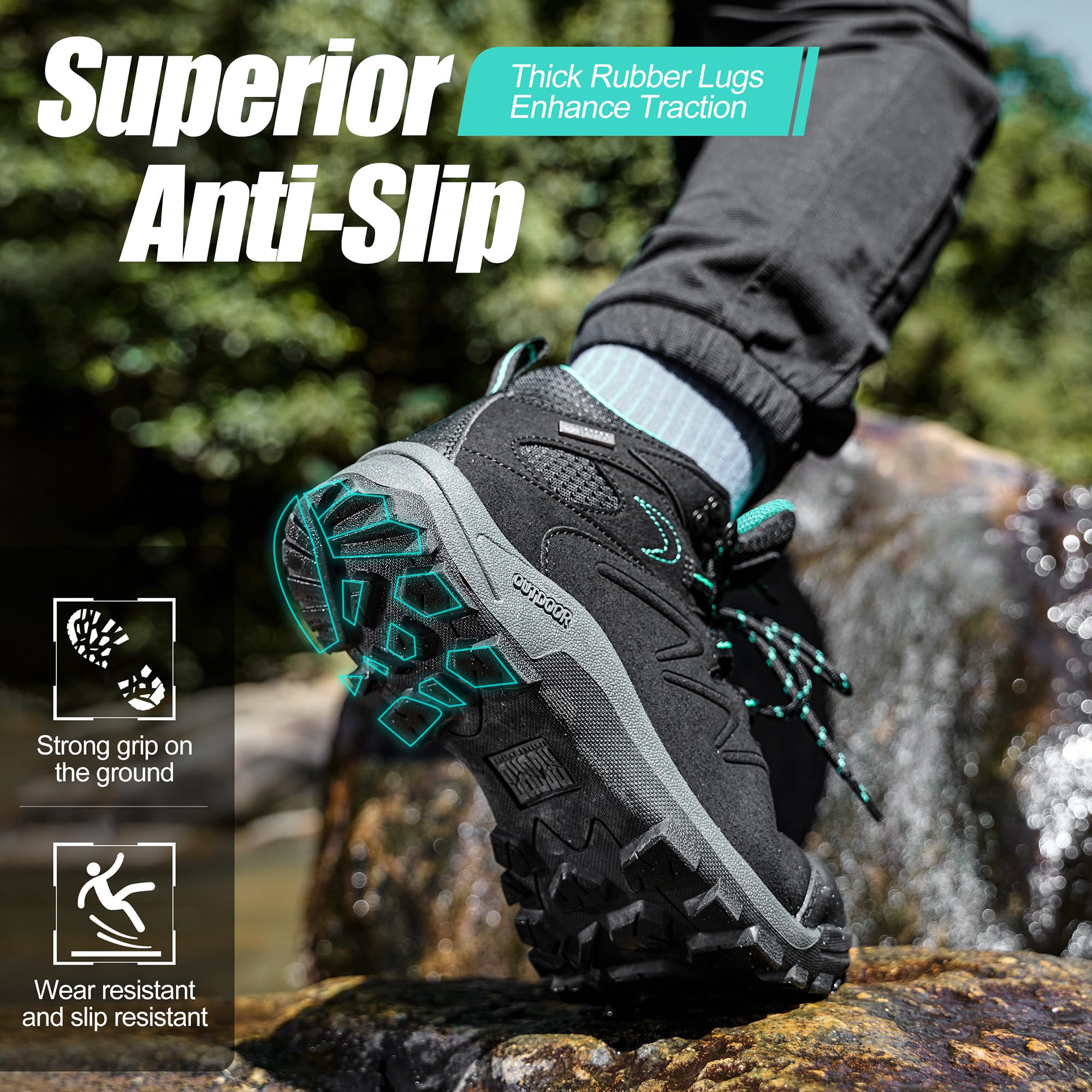 Waterproof Women's Hiking Boots - Comfortable Non-Slip Breathable Outdoor Trekking Shoes for Camping & Trail Walking | Perfect for Mountain Hiking, Backpacking & Outdoor Adventures