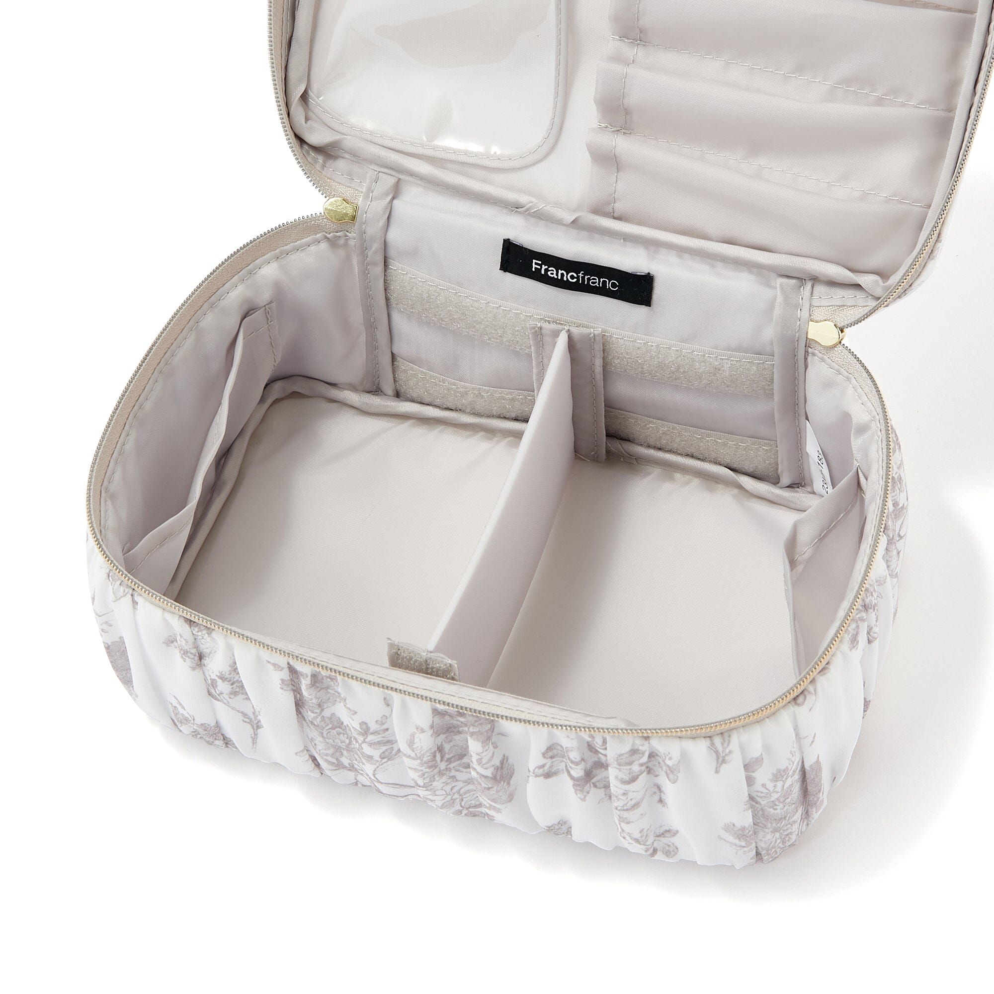 Elegant Small Beige Classic Flower Vanity Pouch for Women - Perfect for Makeup, Jewelry & Travel Essentials | Vintage Cosmetic Bag Organizer