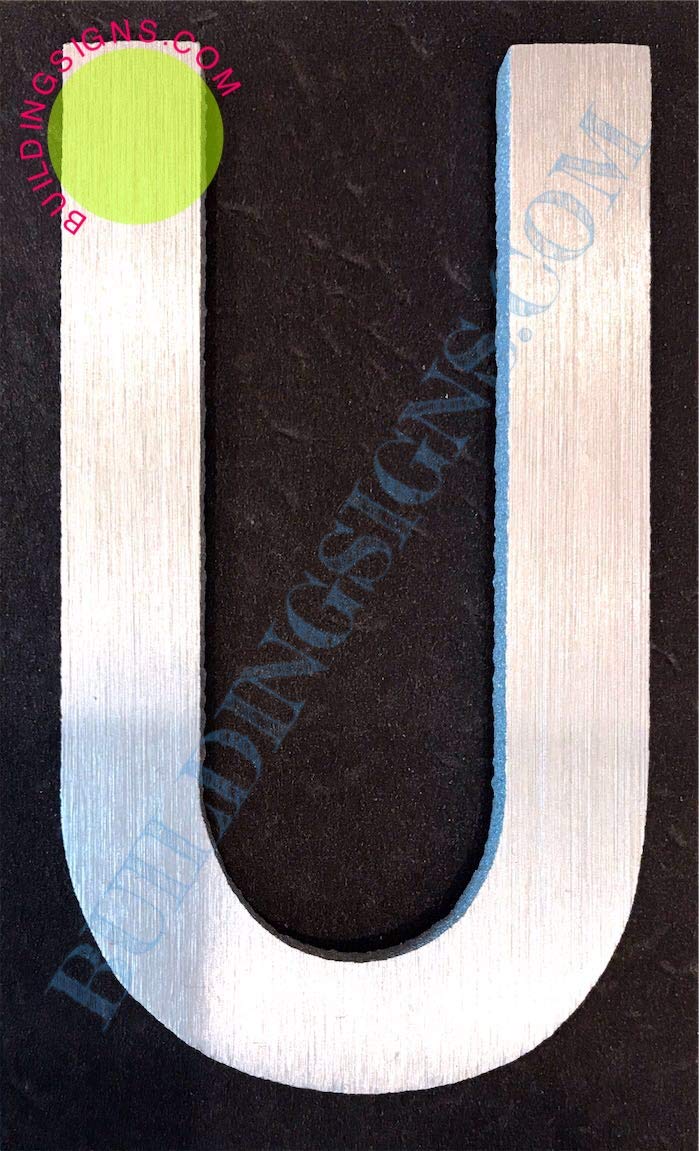 2.75 Inch Aluminum Letter U Sign - Brush Silver Finish, Double Sided Tape, Rust Free - Elegant Door Number Art for Home Decor & Office Signage