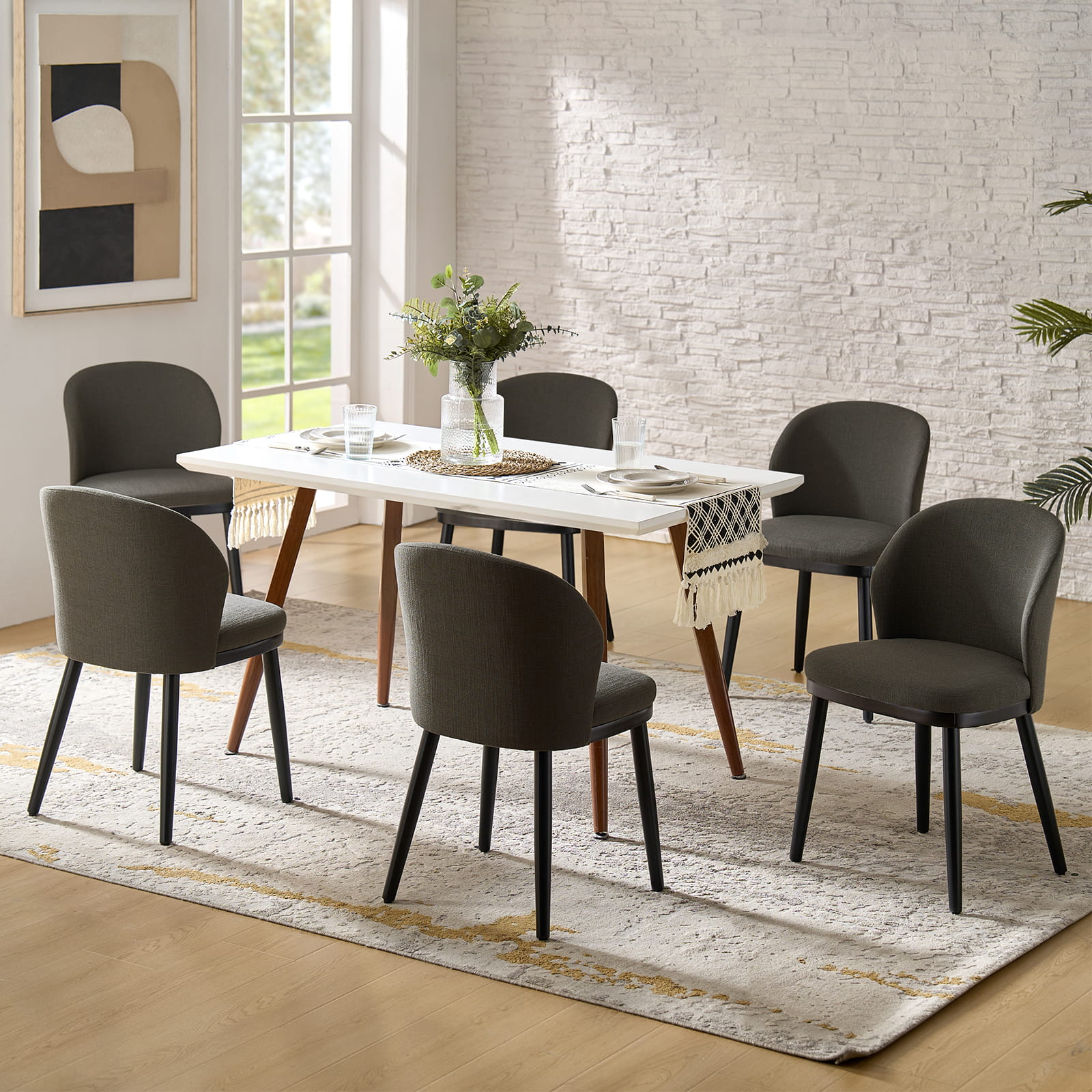 Premium Alrun Dining Chairs with Lumbar Support - Set of 2/4/6 - Modern Comfortable Kitchen & Dining Room Furniture for Home & Restaurant Use