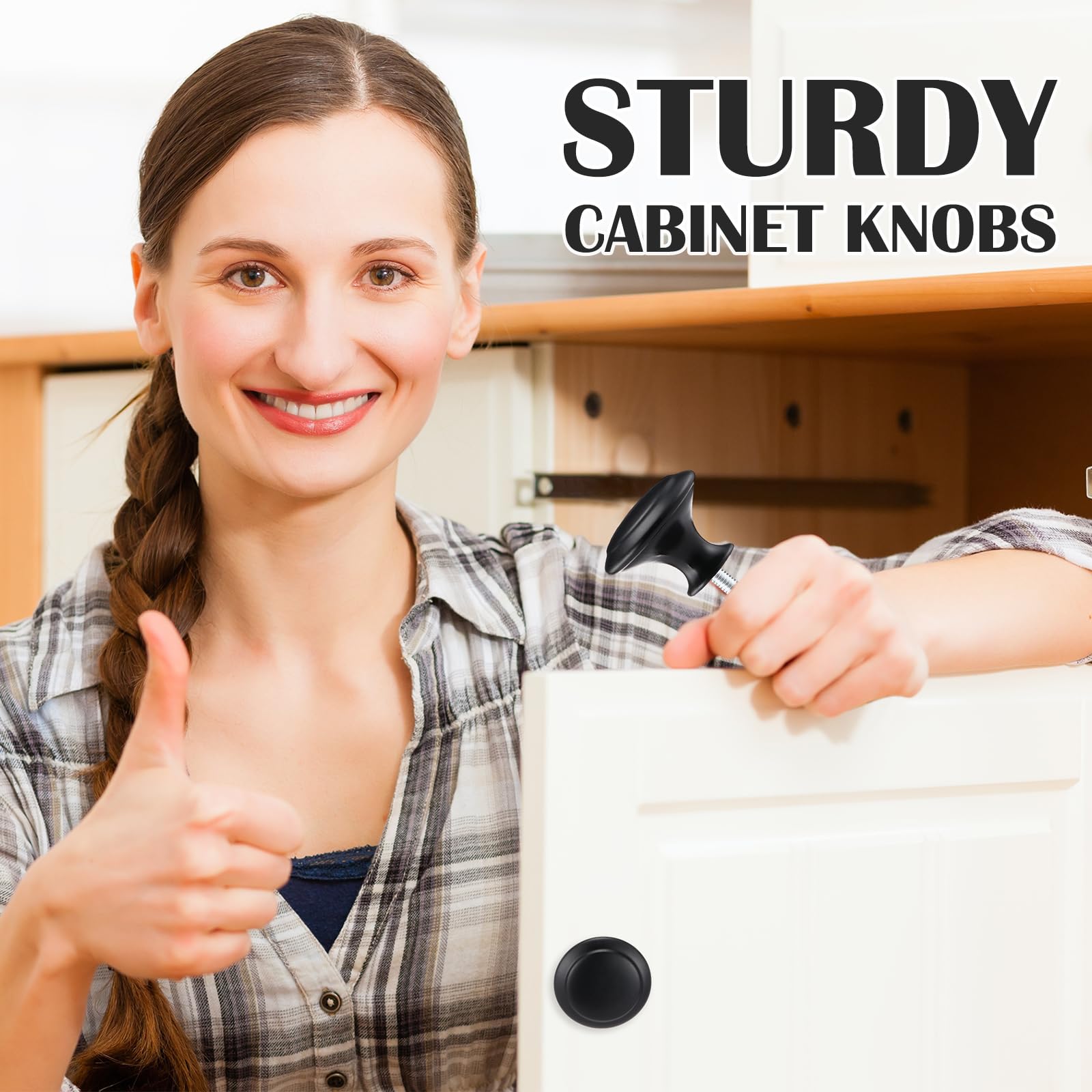 Ripeng 30-Pack Black Round Cabinet Knobs - 1.2 Inch Solid Kitchen Drawer Pulls, Dresser Handles with Screws for Cabinets, Cupboards & Furniture (Perfect for Kitchen Remodel, Bathroom Vanity & Bedroom Dresser Upgrades)