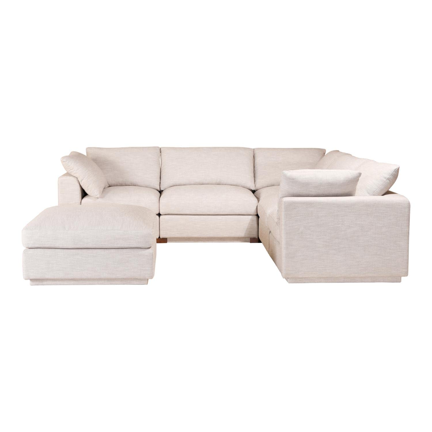 Moe's Home Collection Justin Signature Modular Sectional Sofa - Light Grey Fabric - Modern L-Shaped Couch for Living Room, Family Room & Home Theater