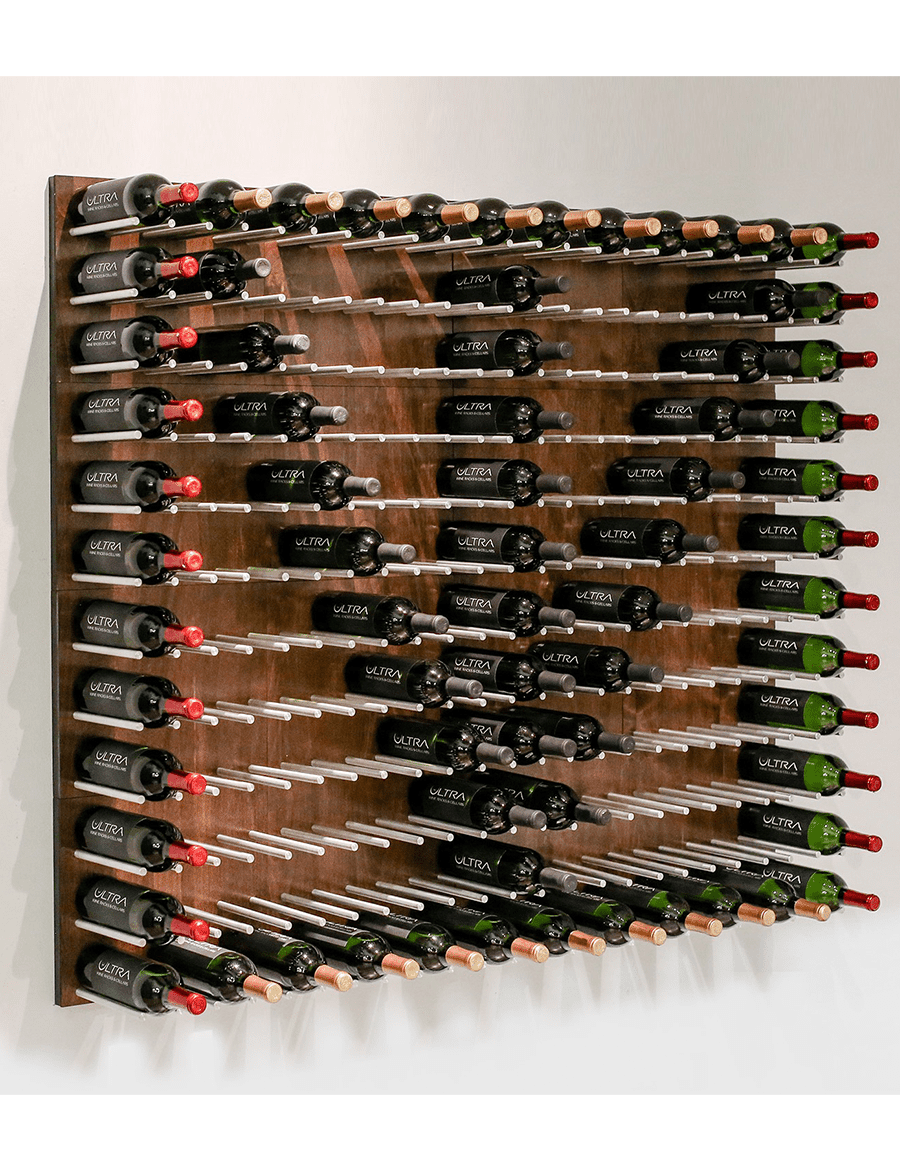 Fusion Wine Wall (Cork Forward) - Dark Stain 3 Foot Wine Rack for Home Bar, Kitchen, or Dining Room Decor | Space-Saving Wall Mounted Wine Storage Solution