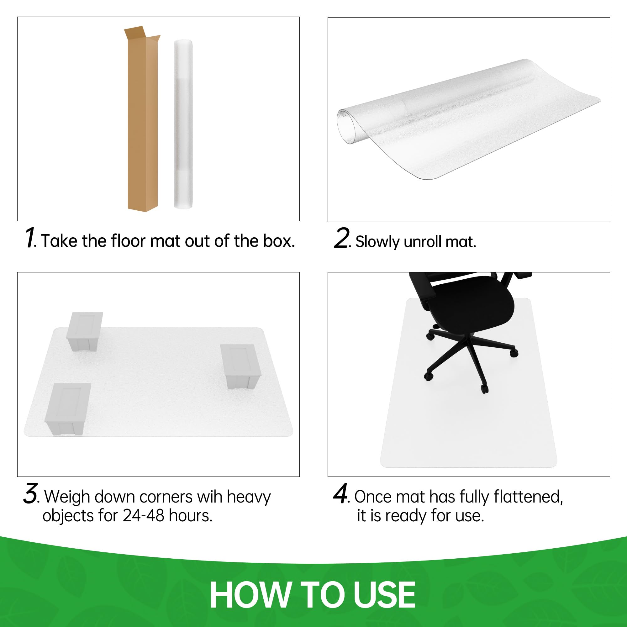 40” x 48” Clear Large Office Chair Mat for Hardwood Floors - Heavy Duty Hard Floor Protector with Easy Glide Surface for Rolling Chairs | Perfect for Home Office, Study Room & Workspace