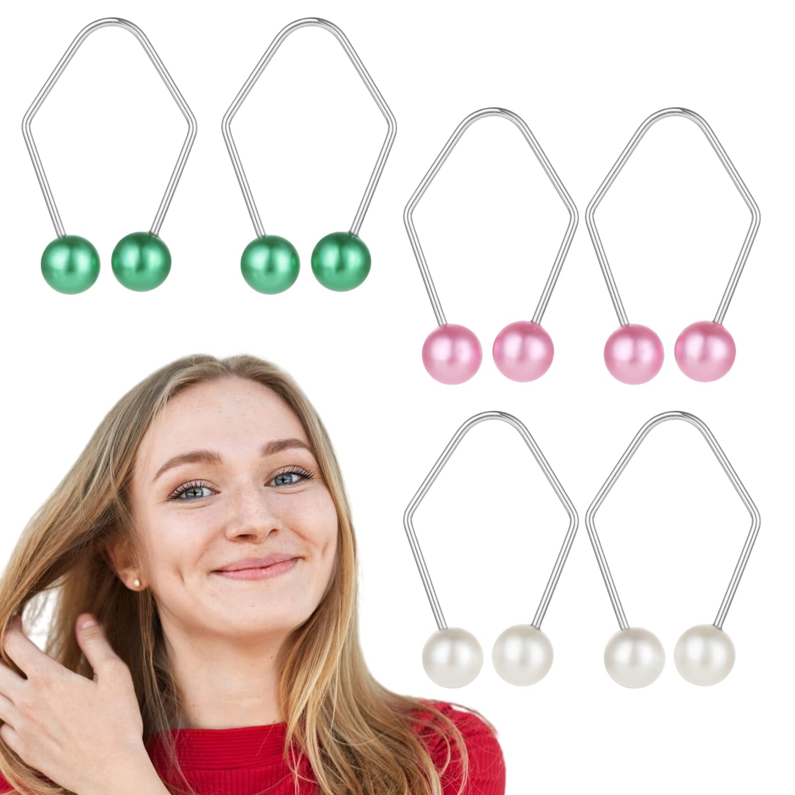Prasacco 6-Piece Dimple Maker Kit for Cheeks - Portable Face Dimple Trainer Tool to Develop Natural Dimples - Perfect Gift for Women & Men (White, Pink, Green) - Great for Cosplay, Selfie Poses & Beauty Enhancement