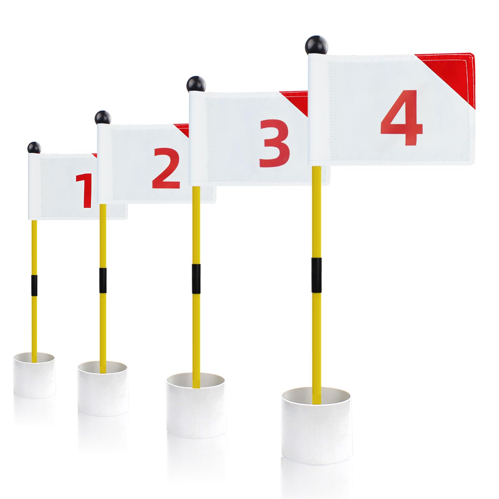 KOFULL Portable 2-Section Fiberglass Golf Putting Green Flag & Hole Cup Set - Professional Yard Practice Equipment with Flagstick - Perfect Golf Training Aid & Gift for Golf Enthusiasts - Ideal for Backyard, Indoor, and Outdoor Practice Sessions