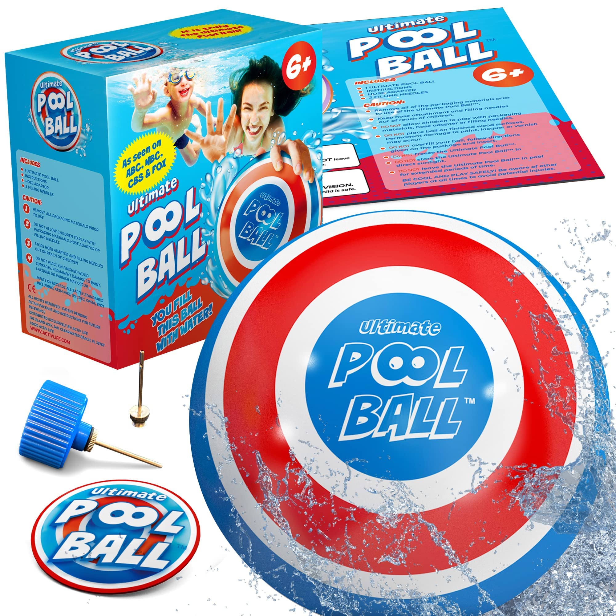Activ Life Water-Filled Pool Ball - Best Underwater Game Toy for Kids Ages 6-12 | Fun Summer Swimming Pool Activity for Boys & Girls | Perfect Gift for Teens & Birthday Party Games | Great for Backyard Pools, Beach Trips & Water Playdates