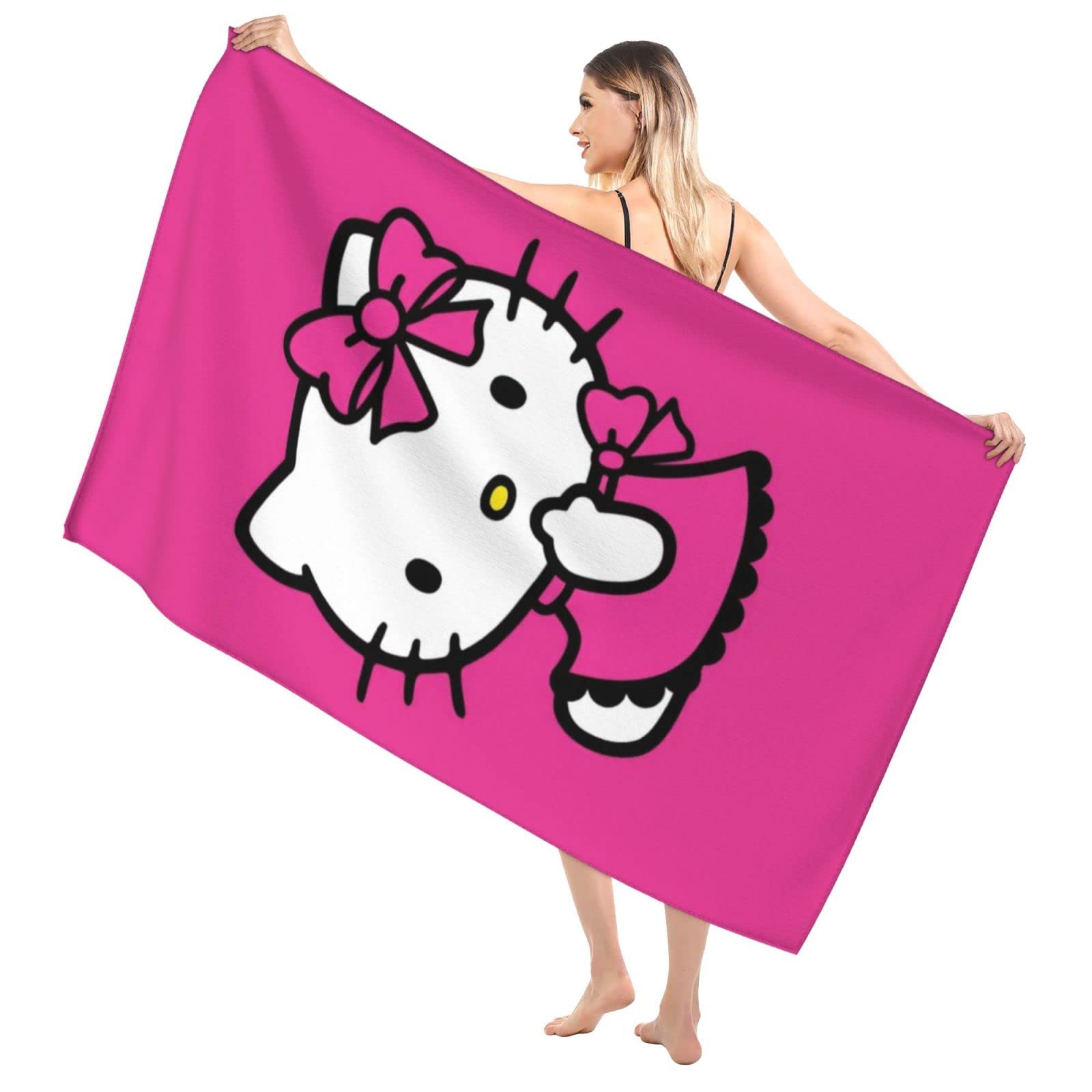 Cartoon Cat Microfiber Soft Large Bath Towels 51x31.5 Inch - Super Absorbent Quick Dry for Travel, Pool, Swimming, Gym & Spa - Perfect for Beach, Yoga & Home Use