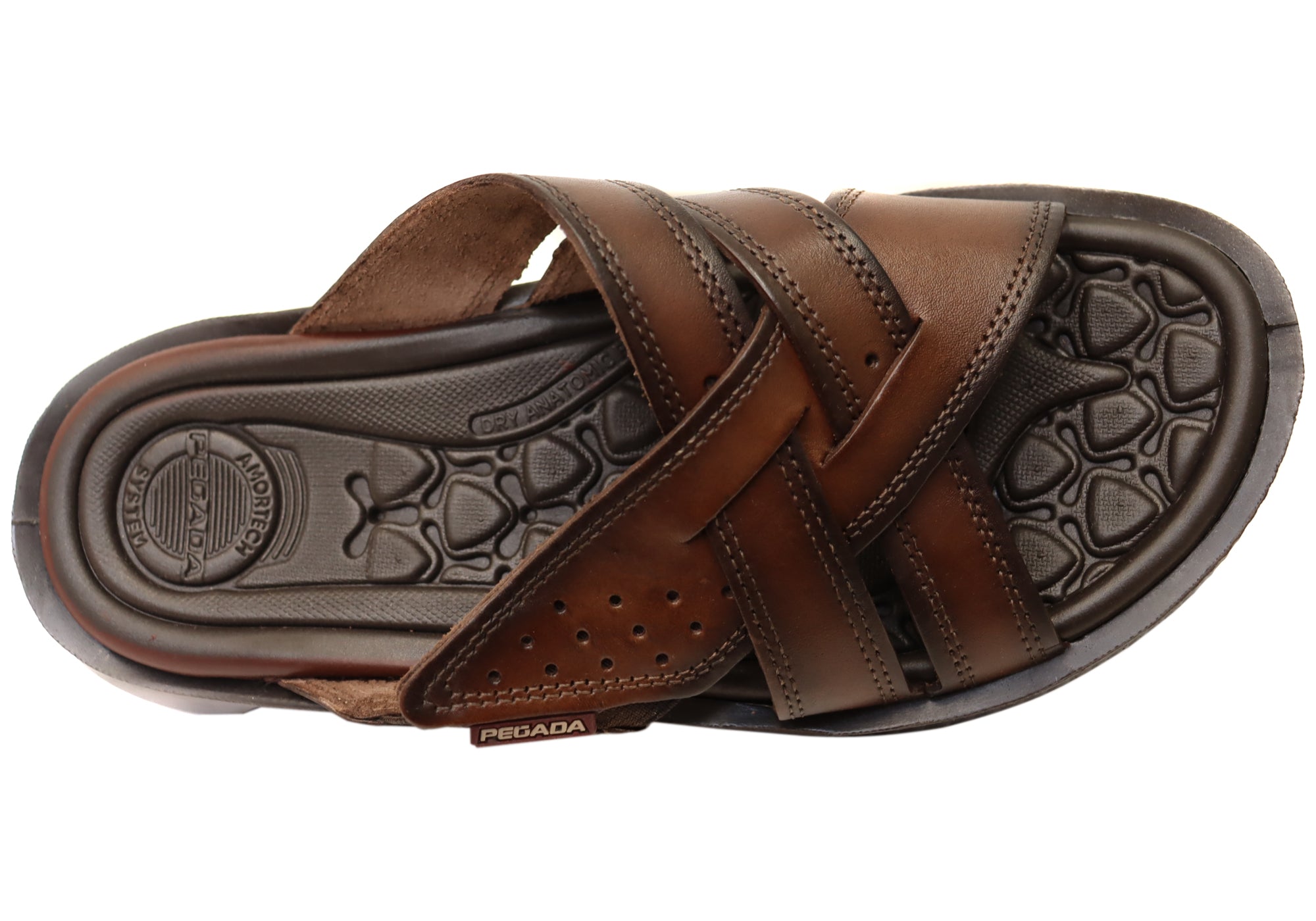 Freddie Men's Comfortable Leather Slides Sandals - Handmade in Brazil - Perfect for Beach, Pool & Casual Summer Wear