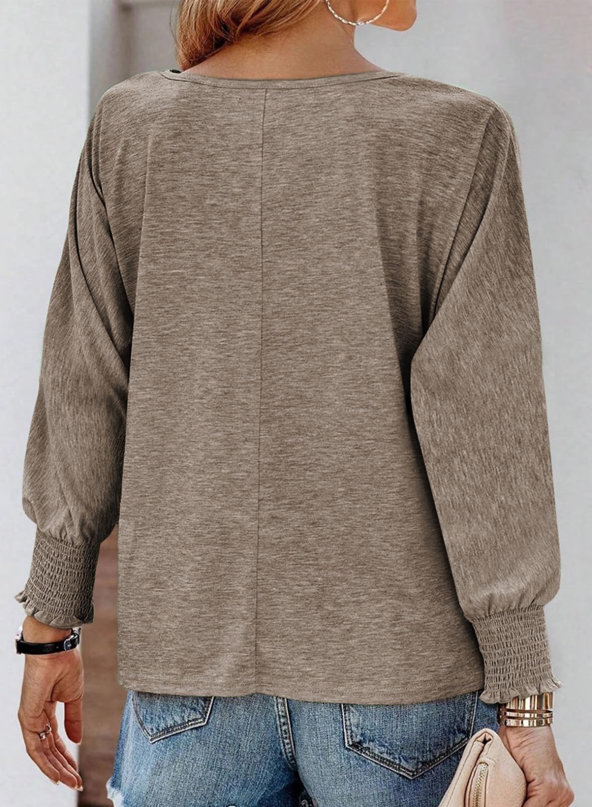 Dokotoo Women's 2024 Long Sleeve Batwing Tops - Oversized Crewneck Casual Loose T-Shirt | Basic Tee for Everyday Wear, Layering & Street Style Fashion