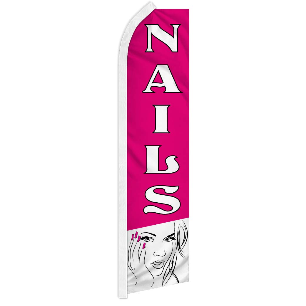 Nail Swooper Advertising Flag - High Visibility Salon Sign for Nail Technicians, Beauty Supply Stores & Barber Shops | Perfect for Promotions, Grand Openings & Window Displays
