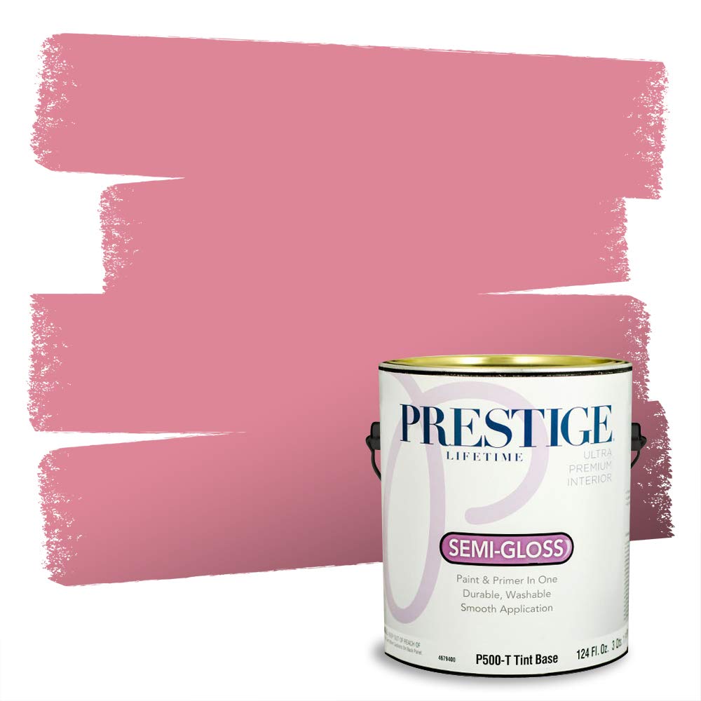 PRESTIGE Interior Paint & Primer in One - Vinyl Pink Semi-Gloss (1 Gallon) for Walls, Ceilings & Home Decor Projects