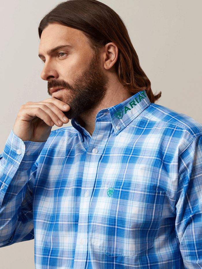 Ariat Men's Pro Series Team Daxton Classic Fit Shirt - Blue | Western Work Shirt for Ranch, Rodeo & Outdoor Activities