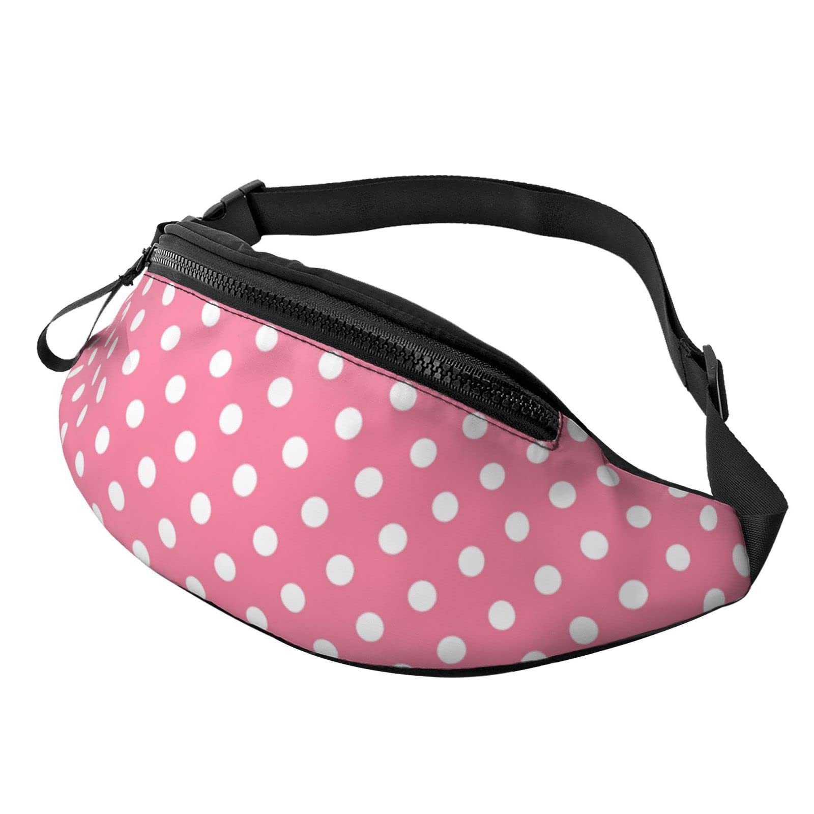 Red Black & White Polka Dot Fanny Pack - Adjustable Waist Bag for Women & Men - Perfect for Hiking, Travel, Running, Cycling & Casual Wear - Water-Resistant Belt Bag for Outdoor Activities & Daily Use