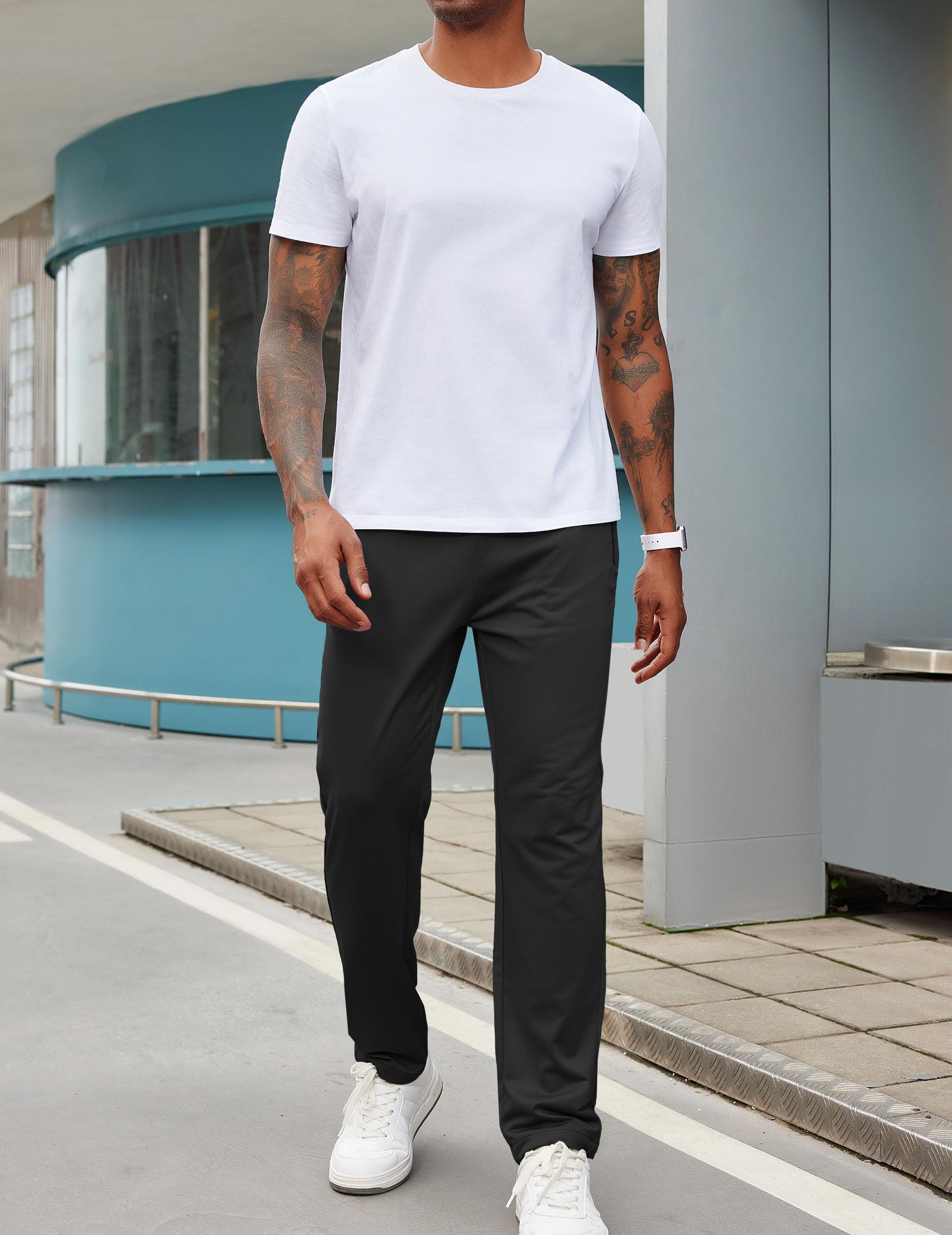 COOFANDY Men's Lightweight Sweatpants with Zipper Pockets - Open Bottom Athletic Joggers for Running, Gym & Workout | Comfortable Casual Lounge Pants for Home, Travel & Outdoor Activities