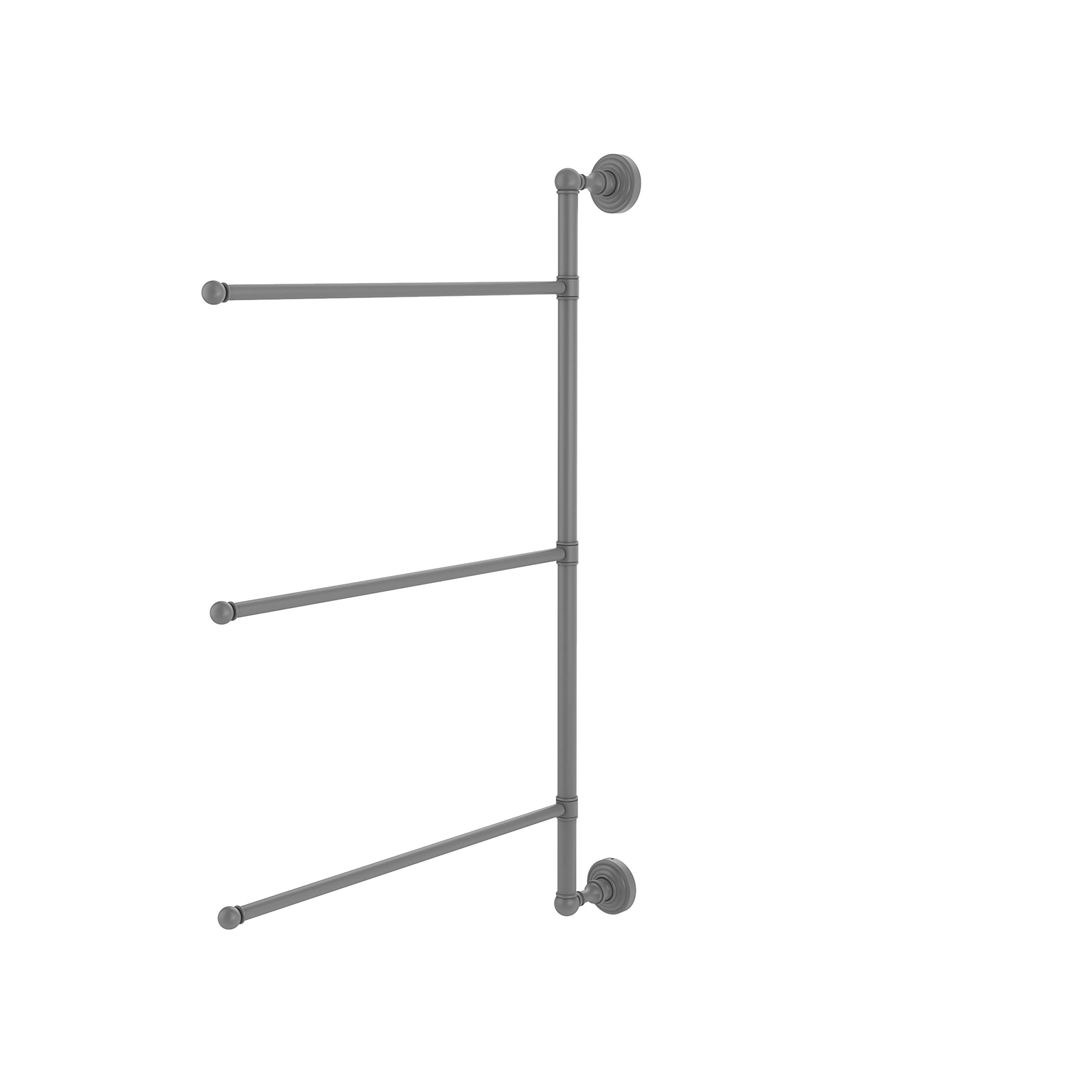 Allied Brass WP-27/3/16/28 Waverly Place Collection 3 Swing Arm 28 Inch Vertical Towel Bar in Matte Gray - Perfect for Bathroom, Spa, and Luxury Home Decor