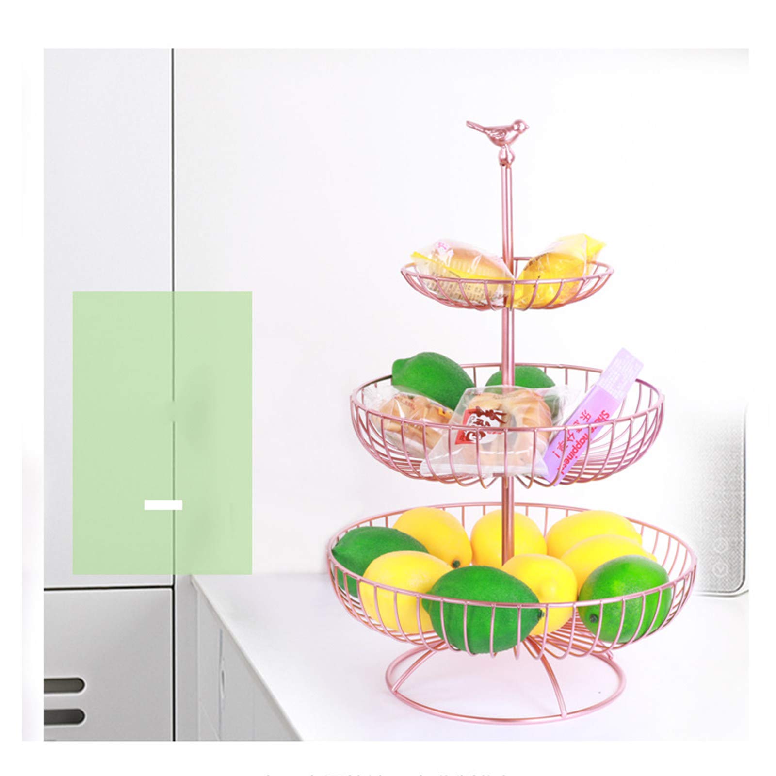 3 Tier Fruit and Vegetable Basket for Kitchen Counter, Detachable Bread Storage Organizer, Perfect for Living Room, Dining Room, and Pantry Organization
