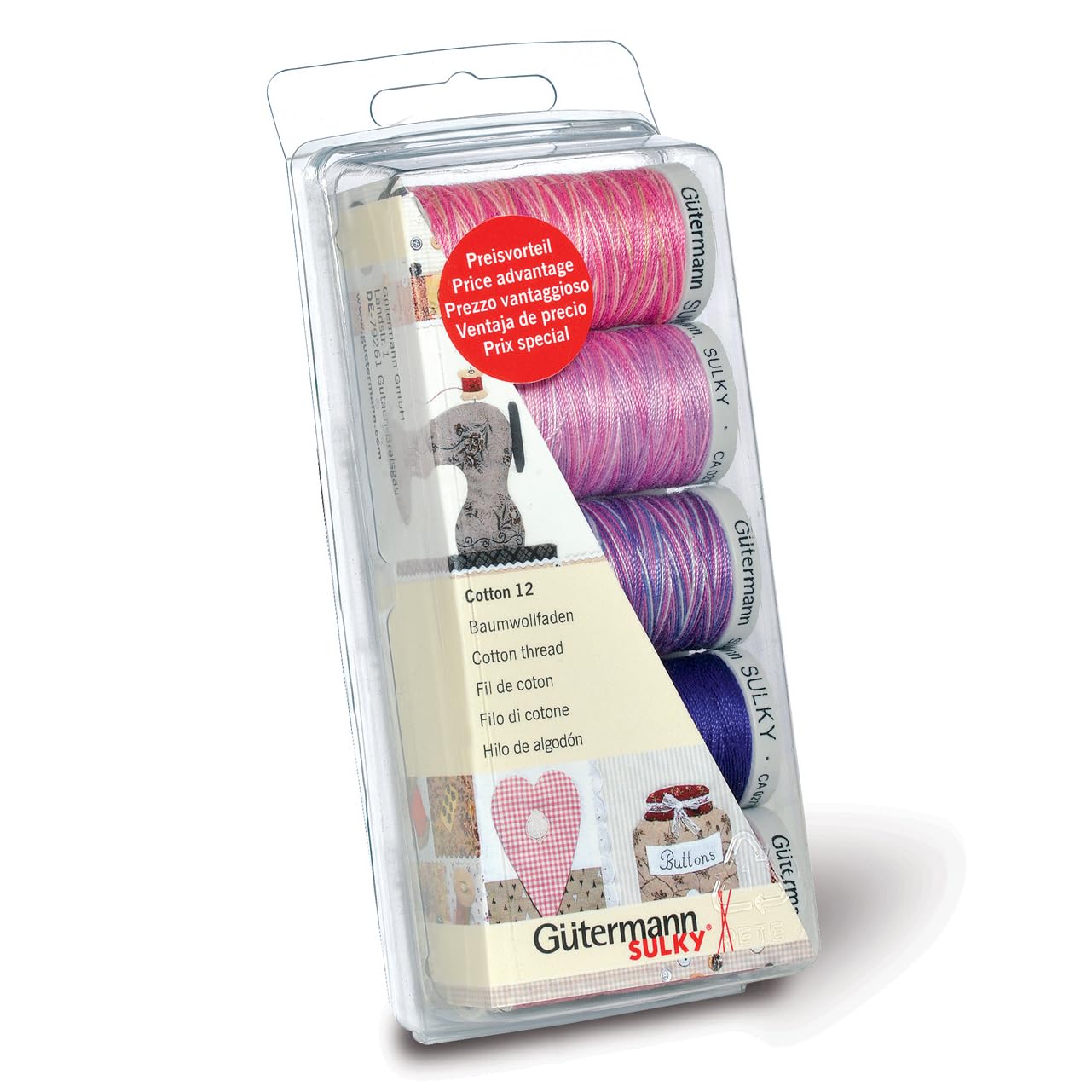 Gutermann Machine Embroidery Cotton Thread Set - 12 Spools Berry Color | Premium Sewing Thread for Quilting, Dressmaking & Craft Projects | Perfect for Home Sewing Machines & Embroidery Work