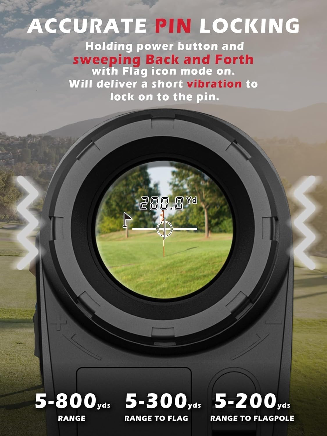 800 Yards Golf Rangefinder with Slope & Magnetic Strip | High-Precision Laser Distance Measurer with Pulse Vibration & Fast Flagpole Lock | Perfect for Golfing, Hunting & Outdoor Sports (Black)