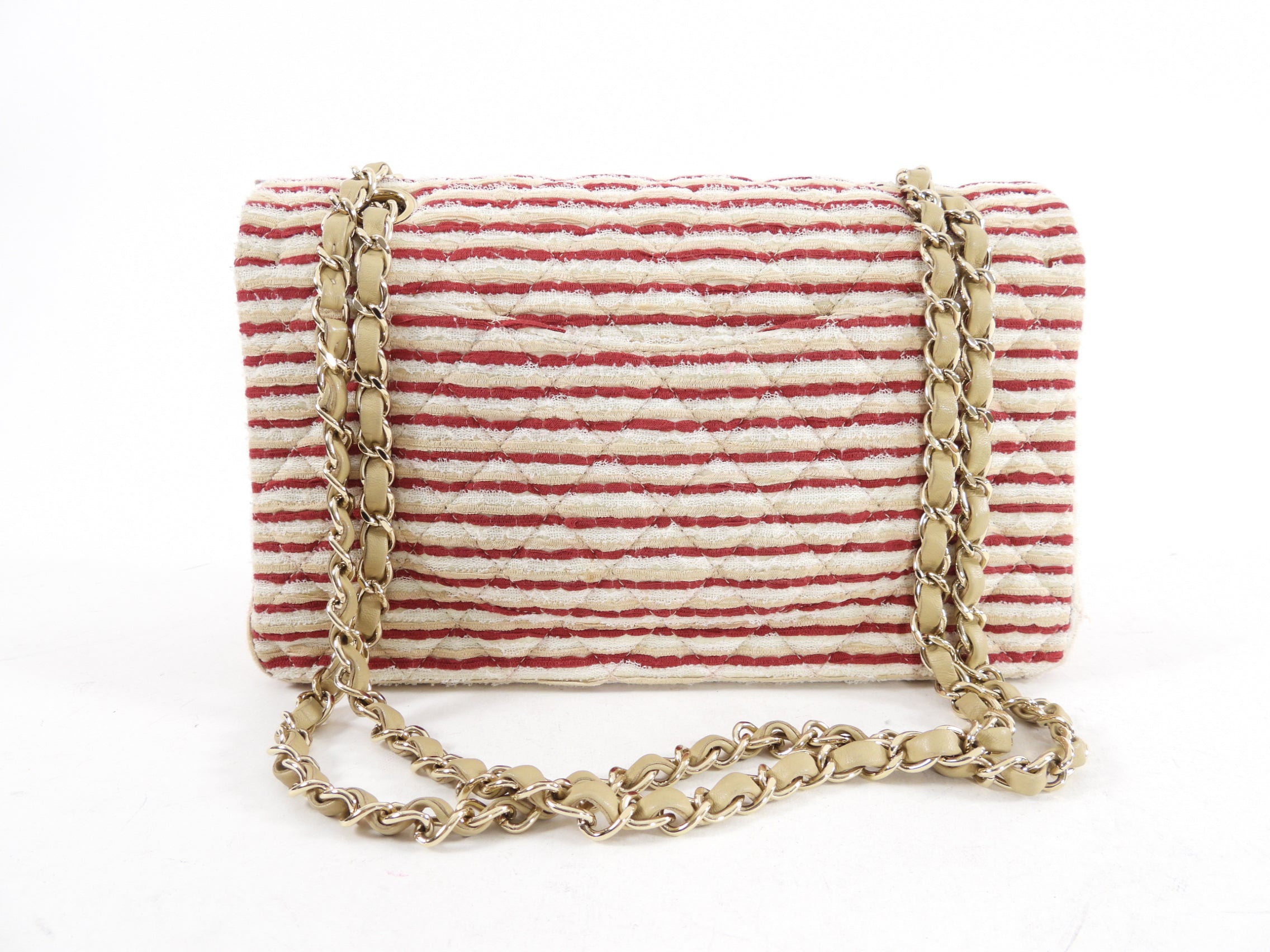 Chanel Coco Sailor Medium Classic Double Flap Bag with Fabric Stripe - Luxury Designer Handbag for Women, Perfect for Parties, Dating & Everyday Use