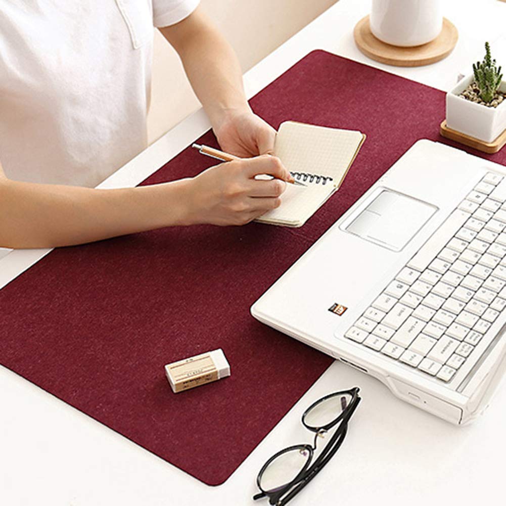 Premium Large Gaming Mouse Pad - Non-Slip Felt Desk Mat for PC, Laptop & Office Work - Wine Red (35.4