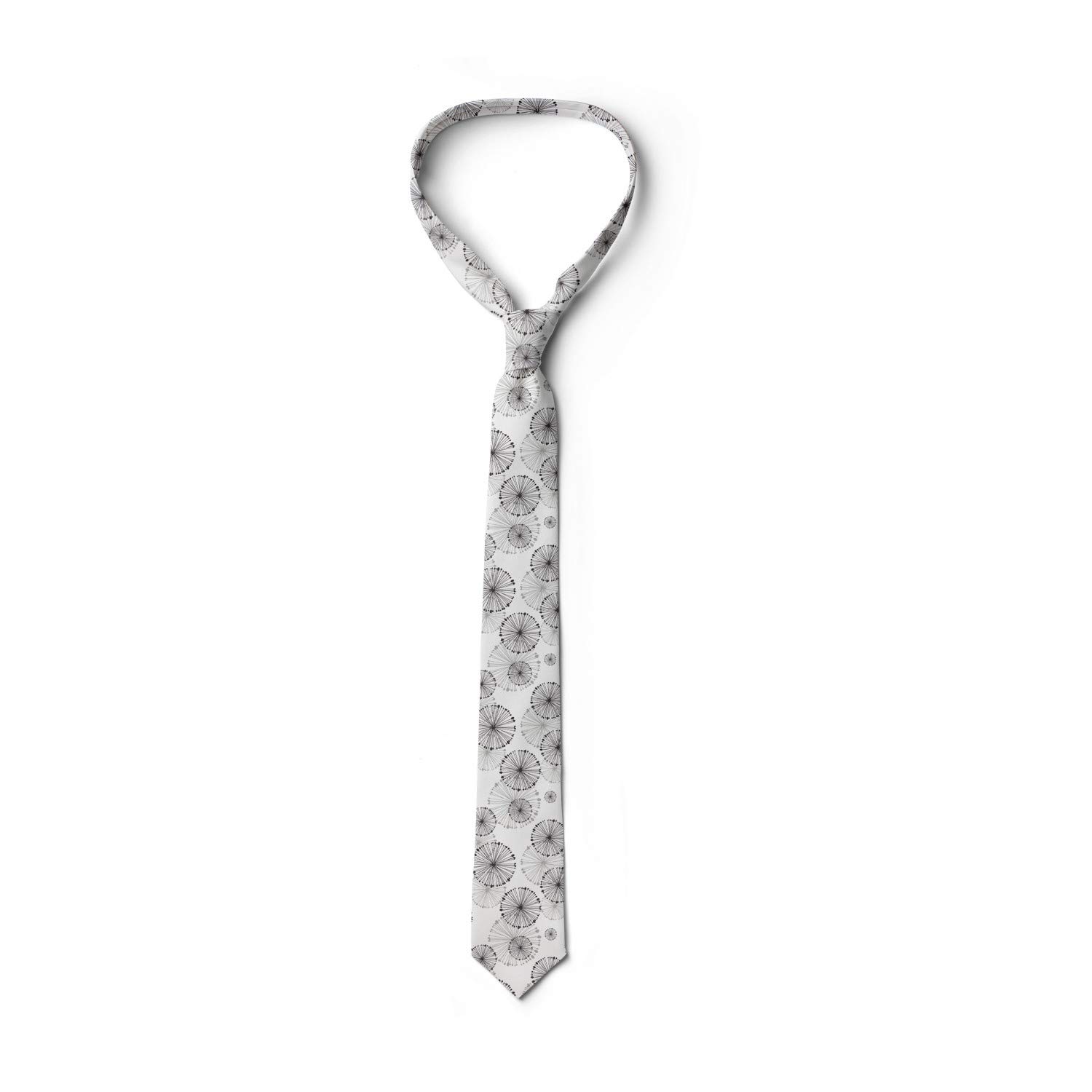 Ambesonne Men's Silk Tie - Elegant Dandelion Floral Pattern Necktie for Business, Wedding & Formal Events - 3.7