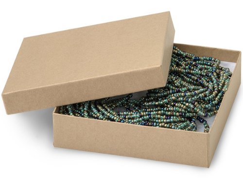 4x4x1 Inch Brown Kraft Jewelry Gift Box with Non-Tarnish Cotton Lining - 100 Pack Bulk Wholesale for Jewelry Storage, Wedding Favors & Small Gift Packaging