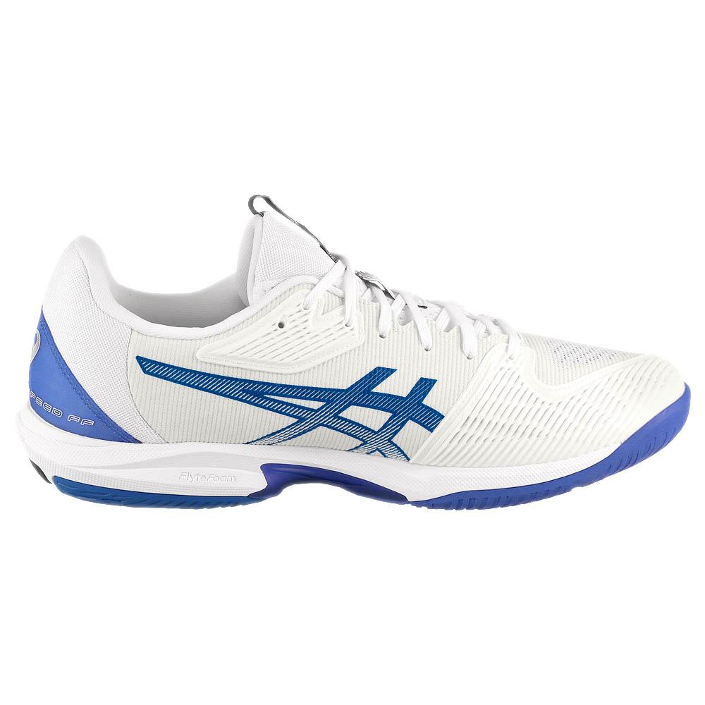 ASICS Men's Solution Speed FF 3 Tennis Shoes - White/Tuna Blue - Lightweight Performance Court Shoes for Competitive Play & Training