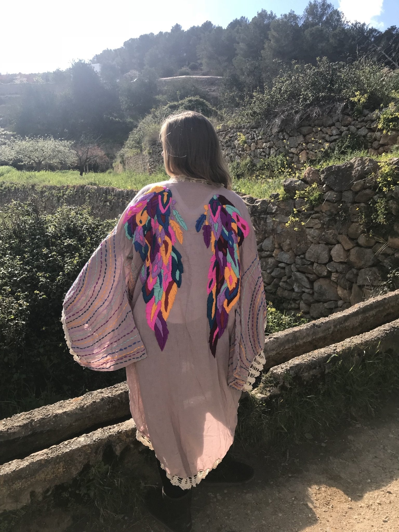 Elegant Brown Angel Wing Kimono Robe - Soft & Lightweight for Women - Perfect for Spa, Loungewear, and Relaxation at Home