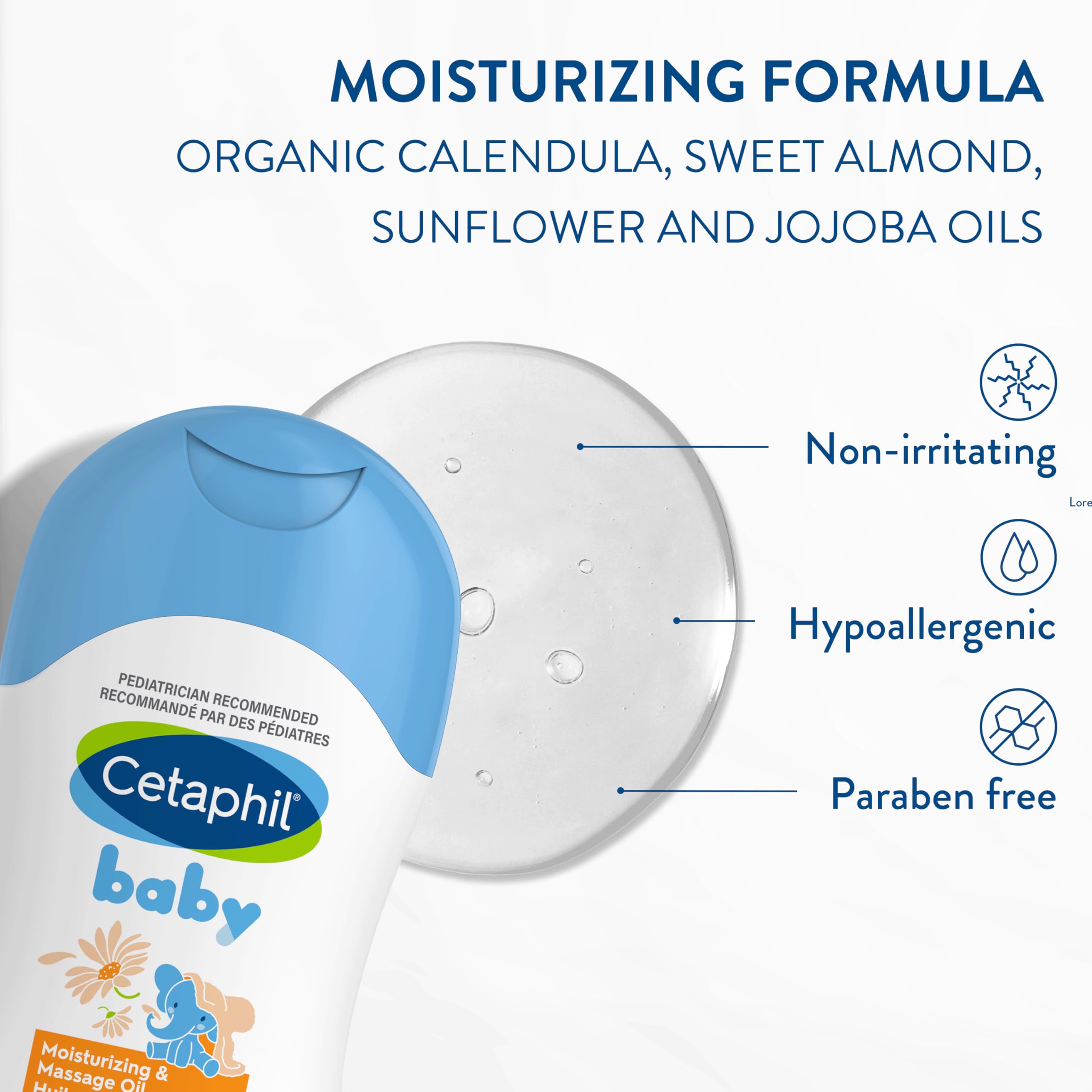 Cetaphil Baby Massage Oil with Calendula - 99% Natural, 200ml - for Gentle Skin Care