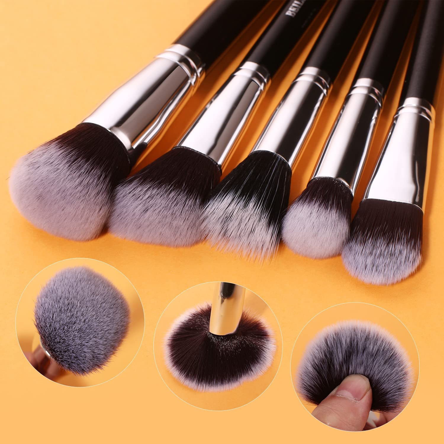 BEILI Professional Makeup Brush Set - 20 Piece Synthetic Kabuki Foundation & Blending Brushes for Flawless Makeup Application | Classic Black & Silver Design | Perfect for Makeup Artists & Beauty Enthusiasts | Great for Contouring, Foundation, Eyeshadow & More