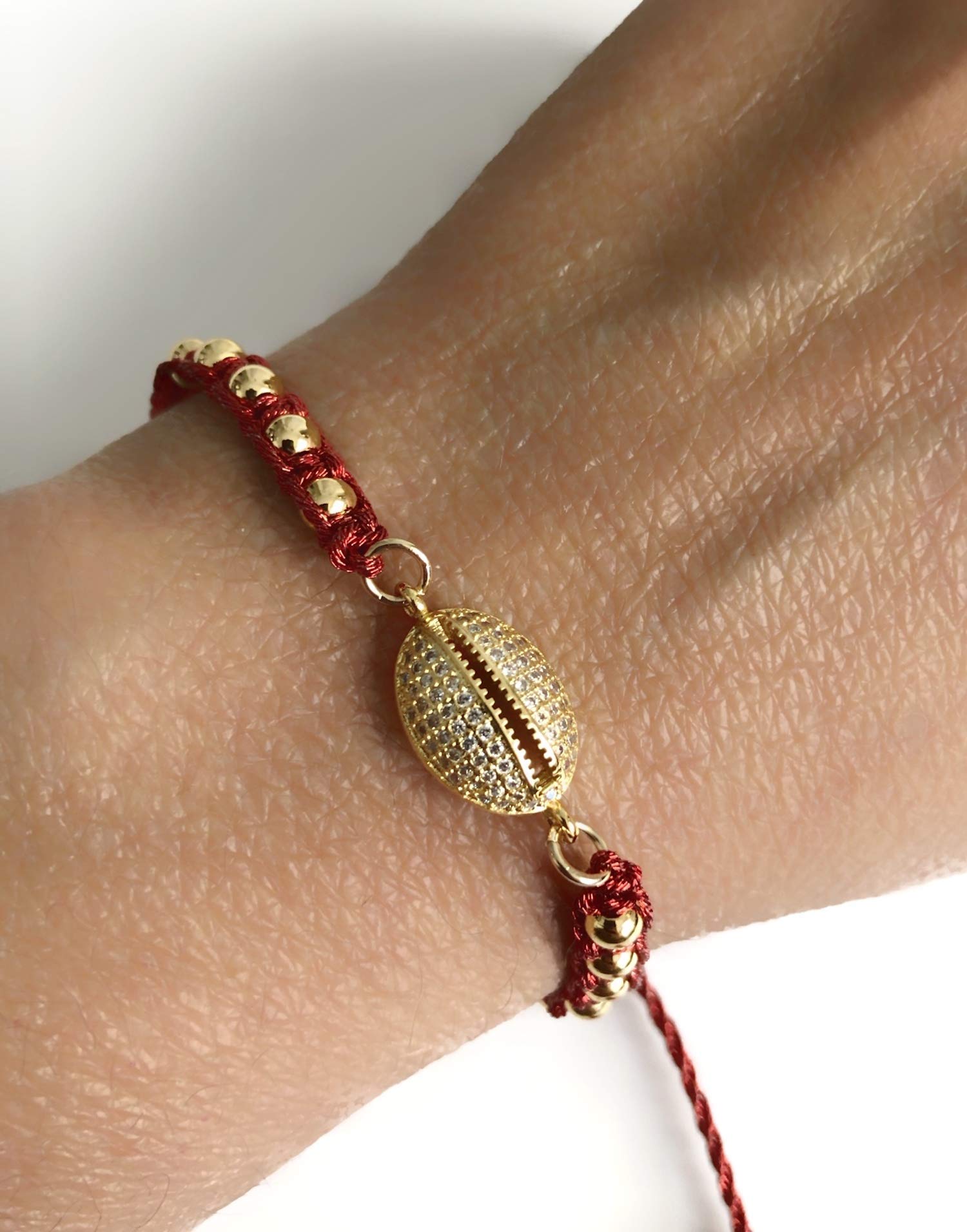 Adjustable Red Tassel Cowrie Shell Bracelet for Women - Boho Beach Jewelry for Summer Vacation & Festival Fashion Accessories
