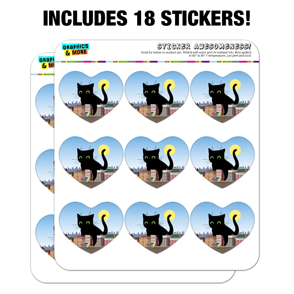 Giant Black Cat Playing with Cars Stickers - Heart Shaped Planner Calendar Scrapbook Decorative Stickers for Journaling, DIY Crafts, and Bullet Journal Supplies - Perfect for Scrapbooking, Planner Decor, and Gift Wrapping
