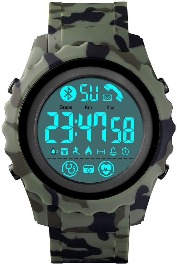 Men's Digital Sports Watch - Waterproof Military Wristwatch with Pedometer for Running & Outdoor Activities