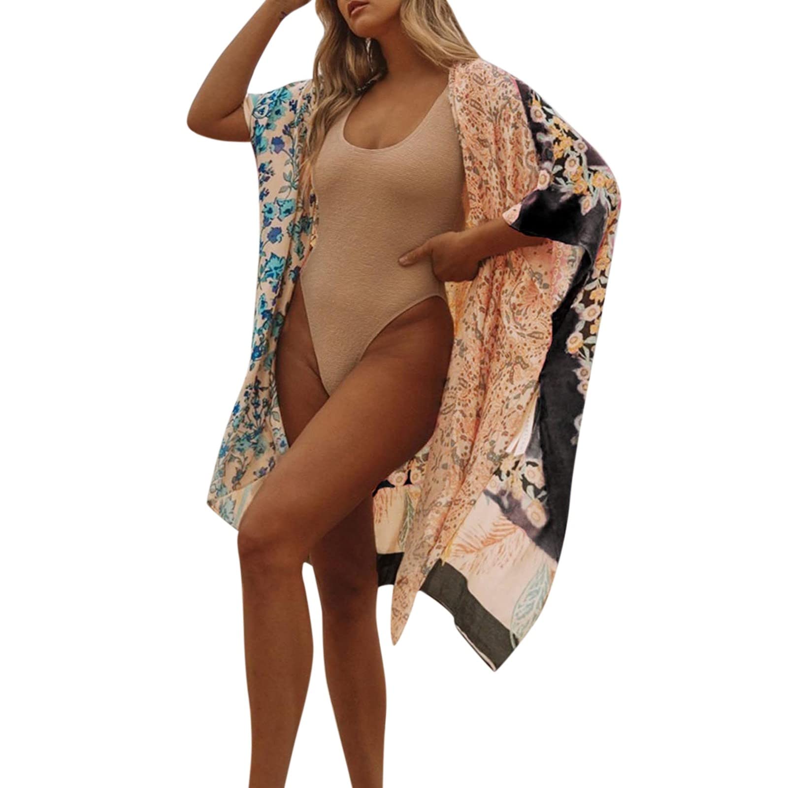Women's Casual Printed Cardigan - Elegant Beach Cover Up, Lightweight Bikini Wrap, Mid-Length Blouse for Summer Outings, Pool Parties & Vacation Wear