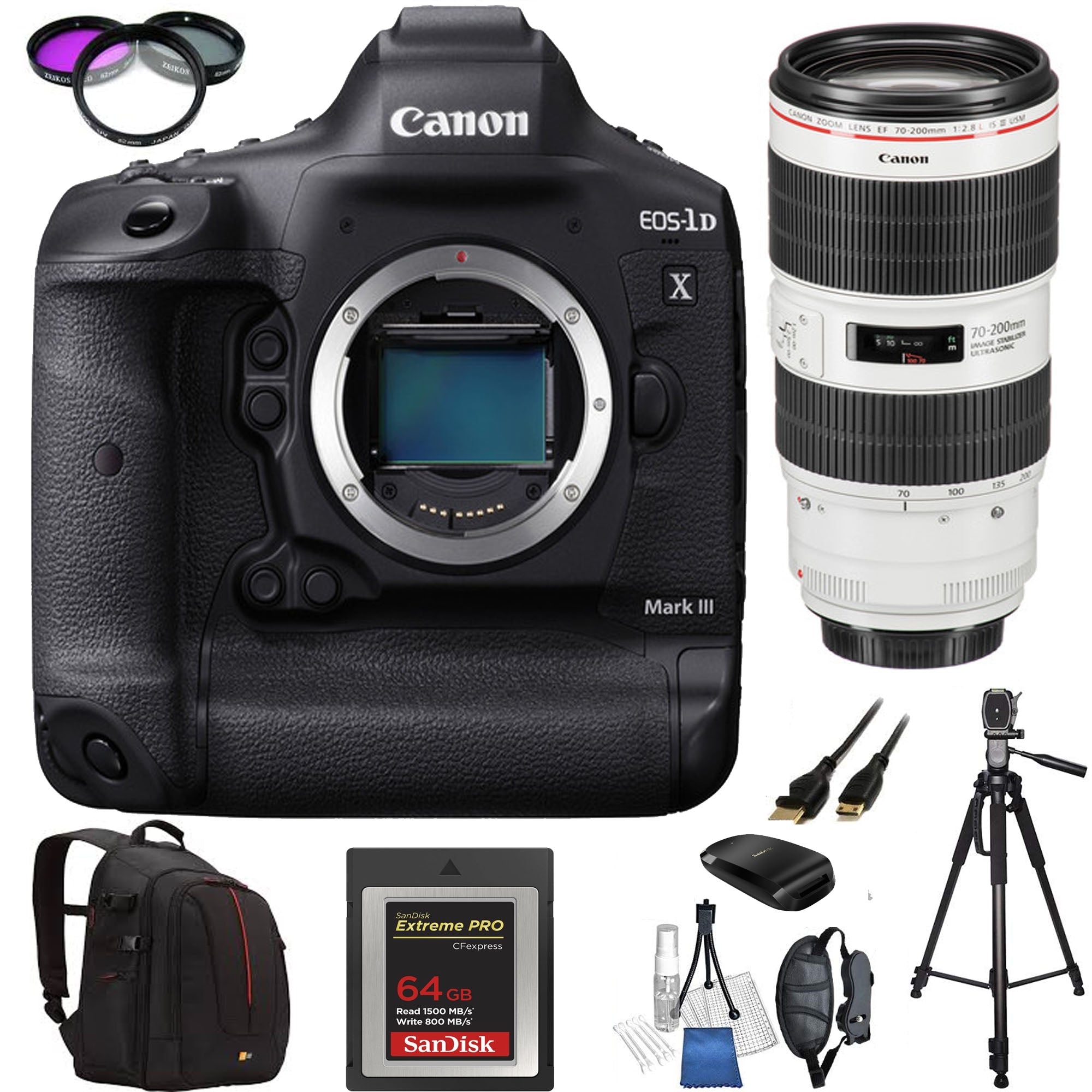 Canon EOS 1D X Mark III DSLR Camera with EF 70-200mm f/2.8L IS III USM Lens Kit - Professional Photography Bundle Includes SanDisk 64GB Card & 72