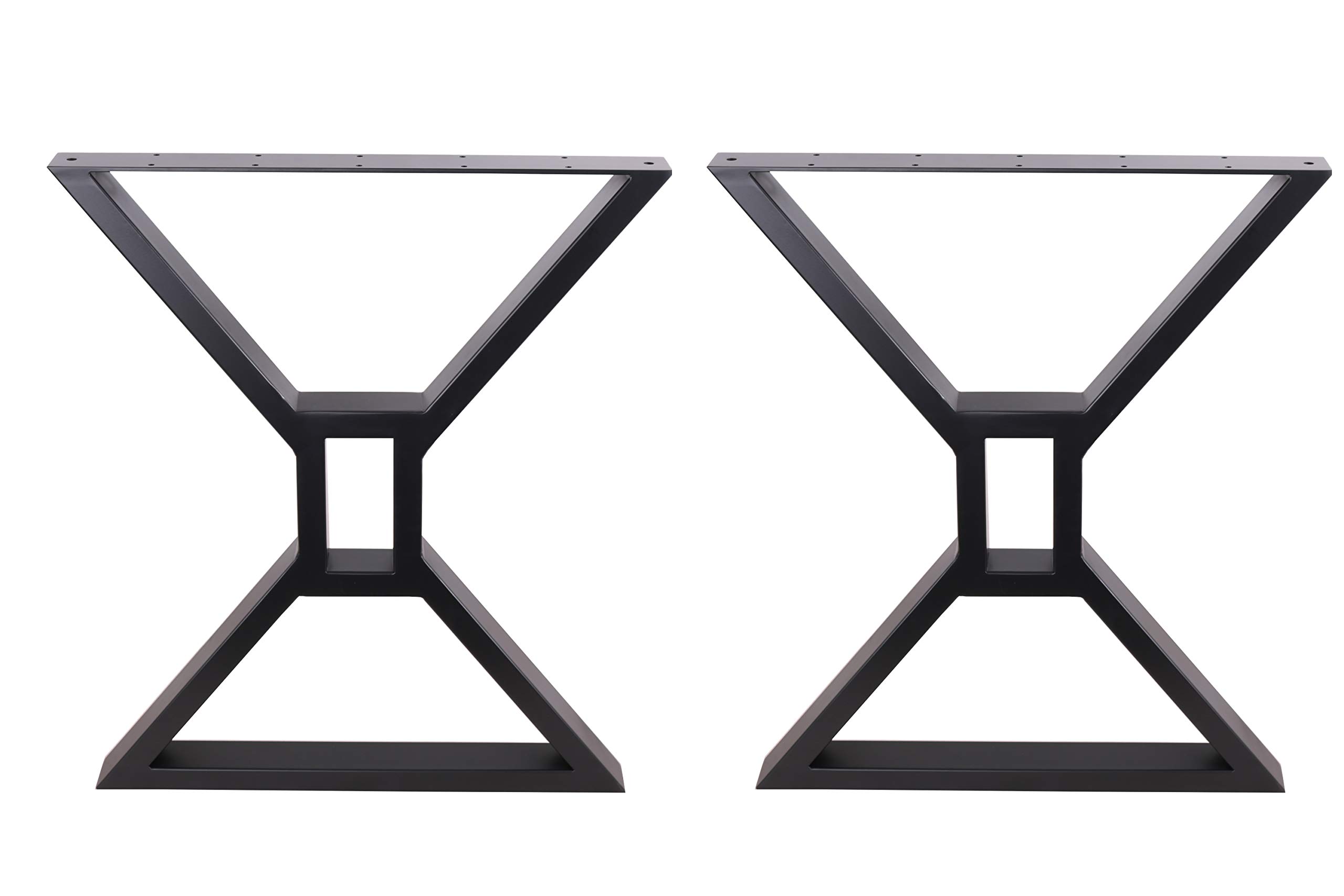 2 Pack Black Hollow X-Shaped Steel Table Legs - Heavy Duty Dining Table Legs, Office Desk Legs, Computer Workstation Legs & Industrial Kitchen Table Supports (Set of 2) - Perfect for Modern Home Office, Restaurant Furniture & Industrial Style Decor