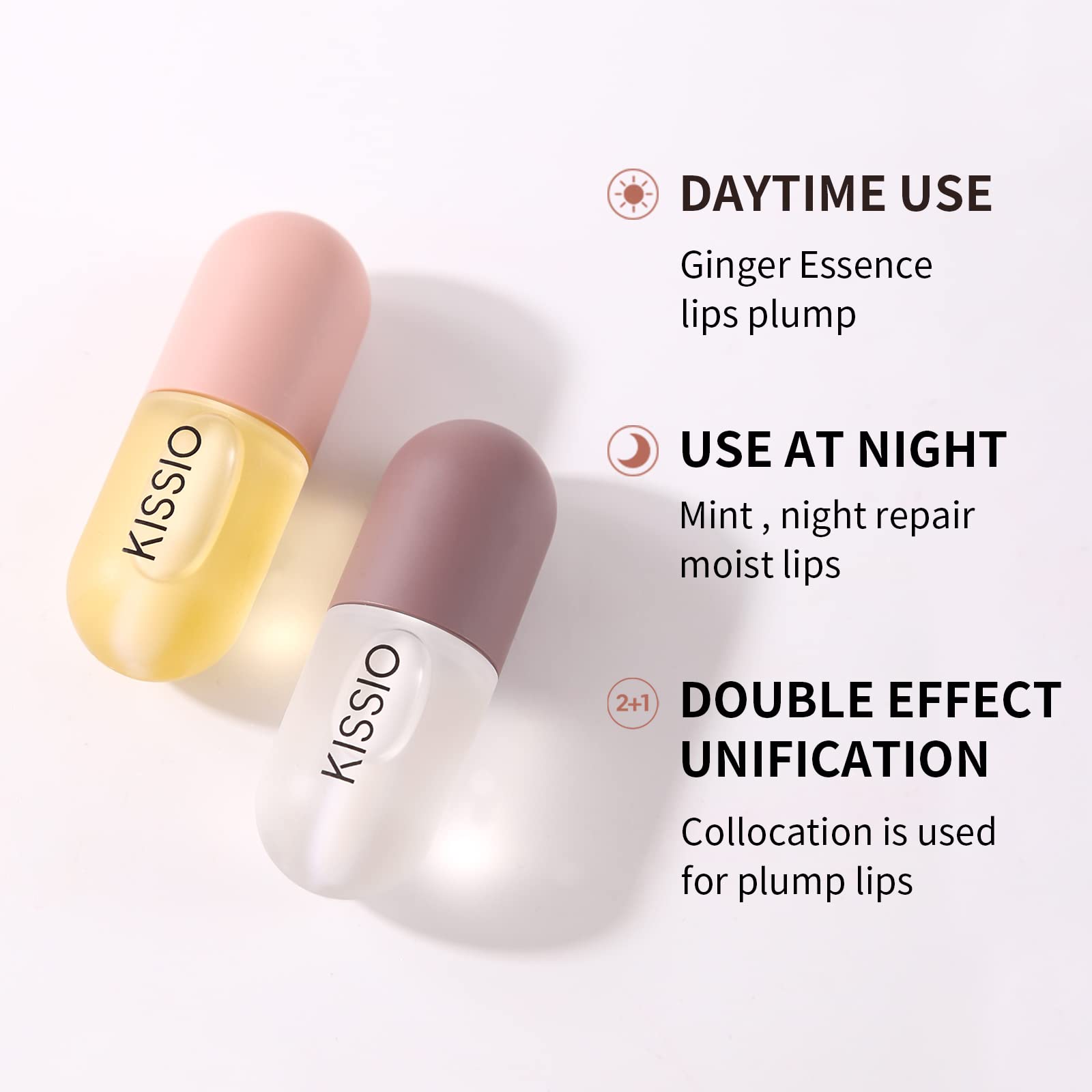KISSIO Lip Plumper Set - 4PCS Natural Lip Plumping Gloss & Moisturizing Care for Day & Night Use | Cruelty-Free Vegan Formula (5.5ml x4) | Perfect for Date Night, Parties & Daily Lip Enhancement