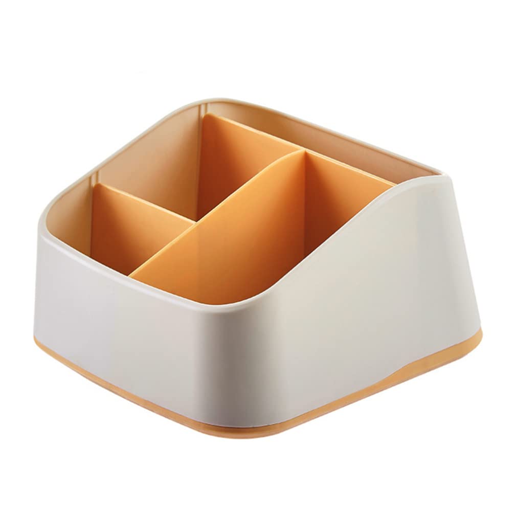NUOBESTY Multifunctional Desktop Storage Organizer - Large Capacity Makeup Jewelry Holder Box for Bedroom, Bathroom, Kitchen & Office | Yellow Storage Case for Cosmetics, Accessories & Small Items