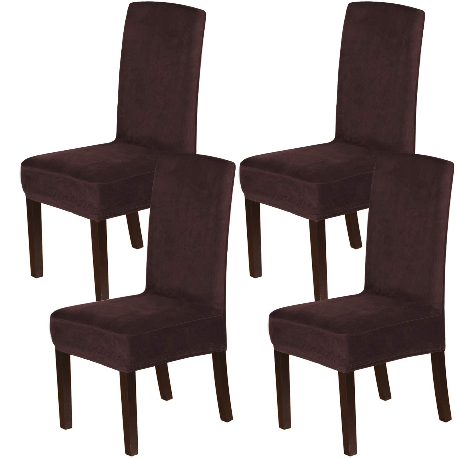 Stretch Velvet Dining Chair Covers Set of 4 - Washable Fabric for Home Decor